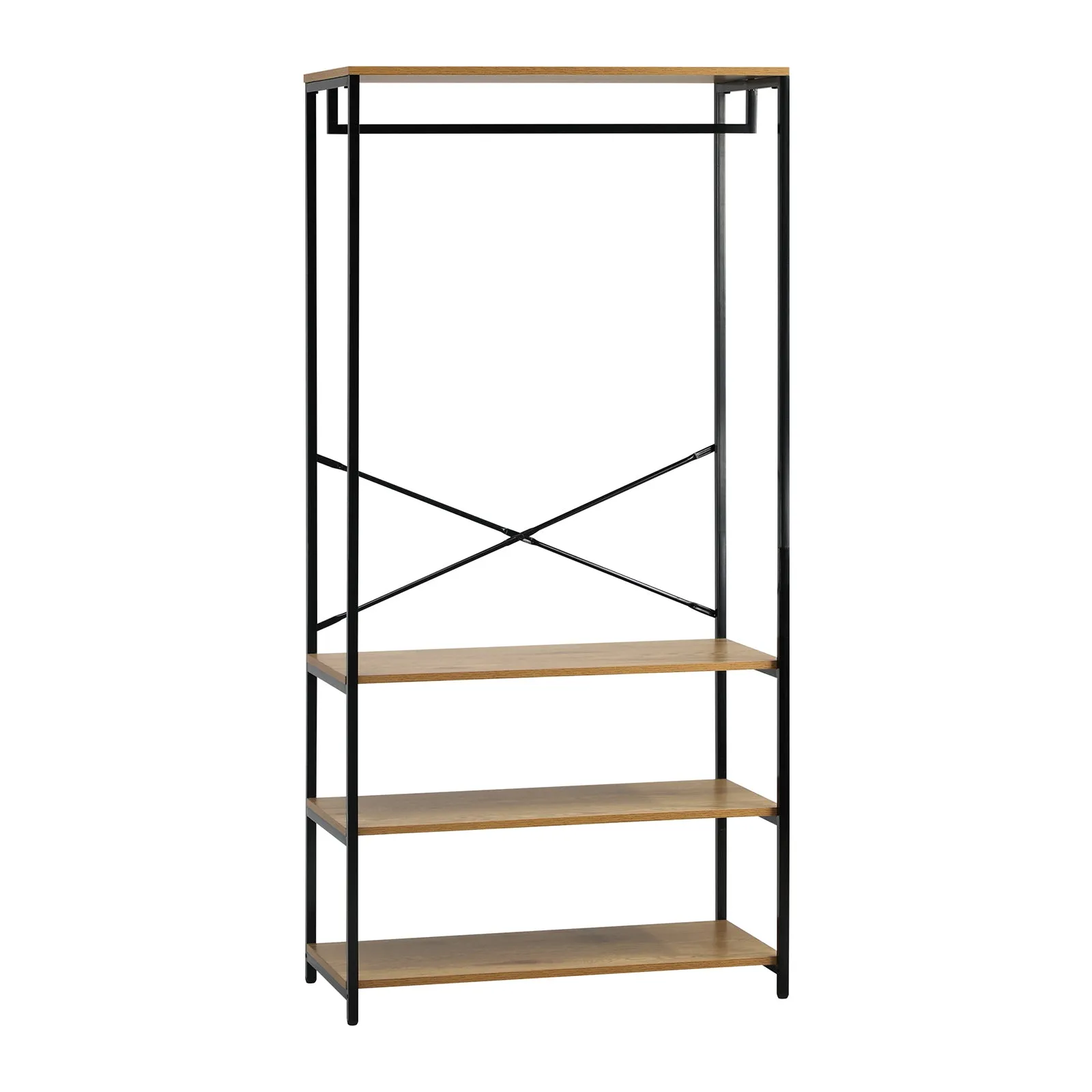 Oikiture Clothes Rack Open Wardrobe Garment Coat Hanging Rail Metal 4 shelves