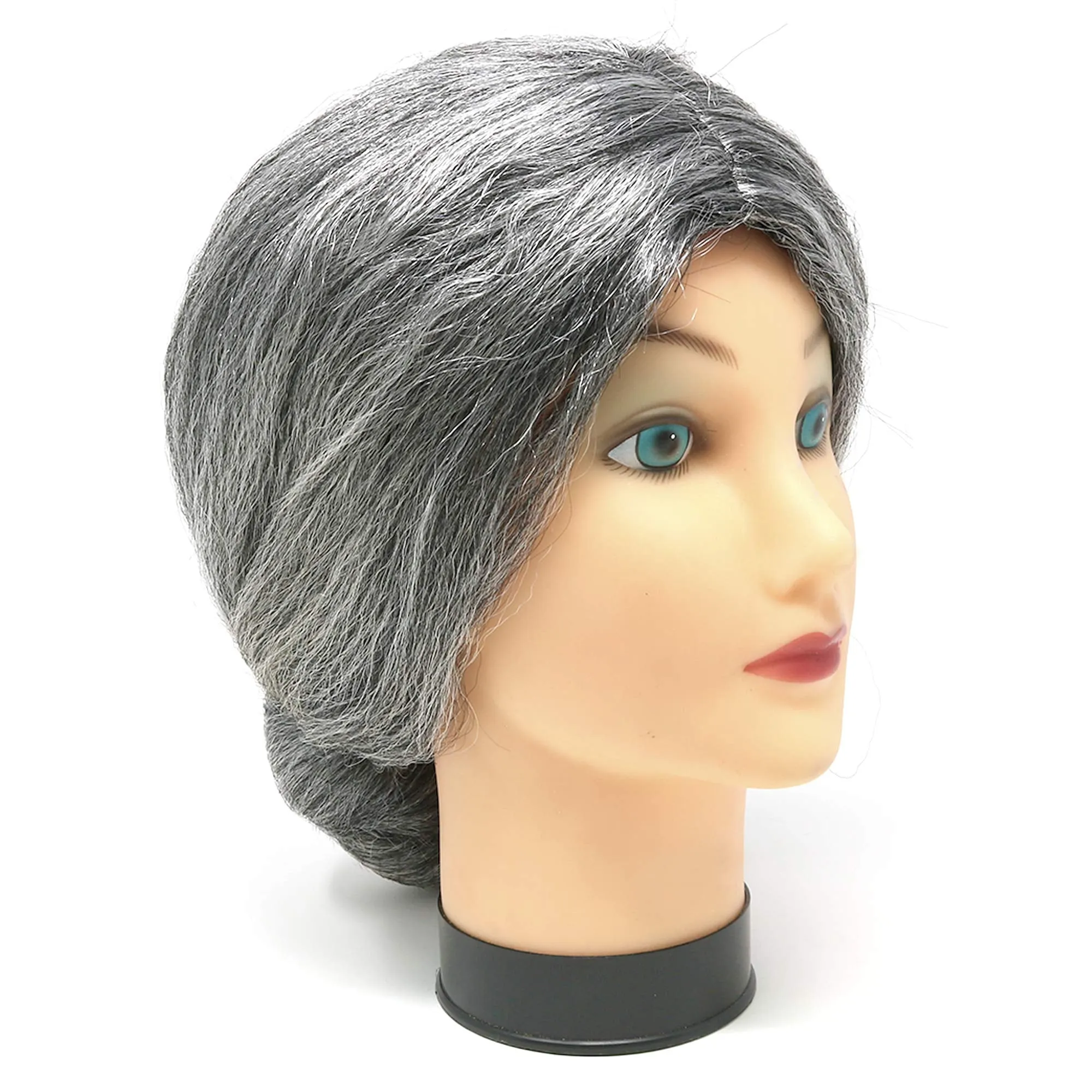 Old Lady Costume Wig - Silver Granny Bun Wig Costume Accessories - 1 Piece