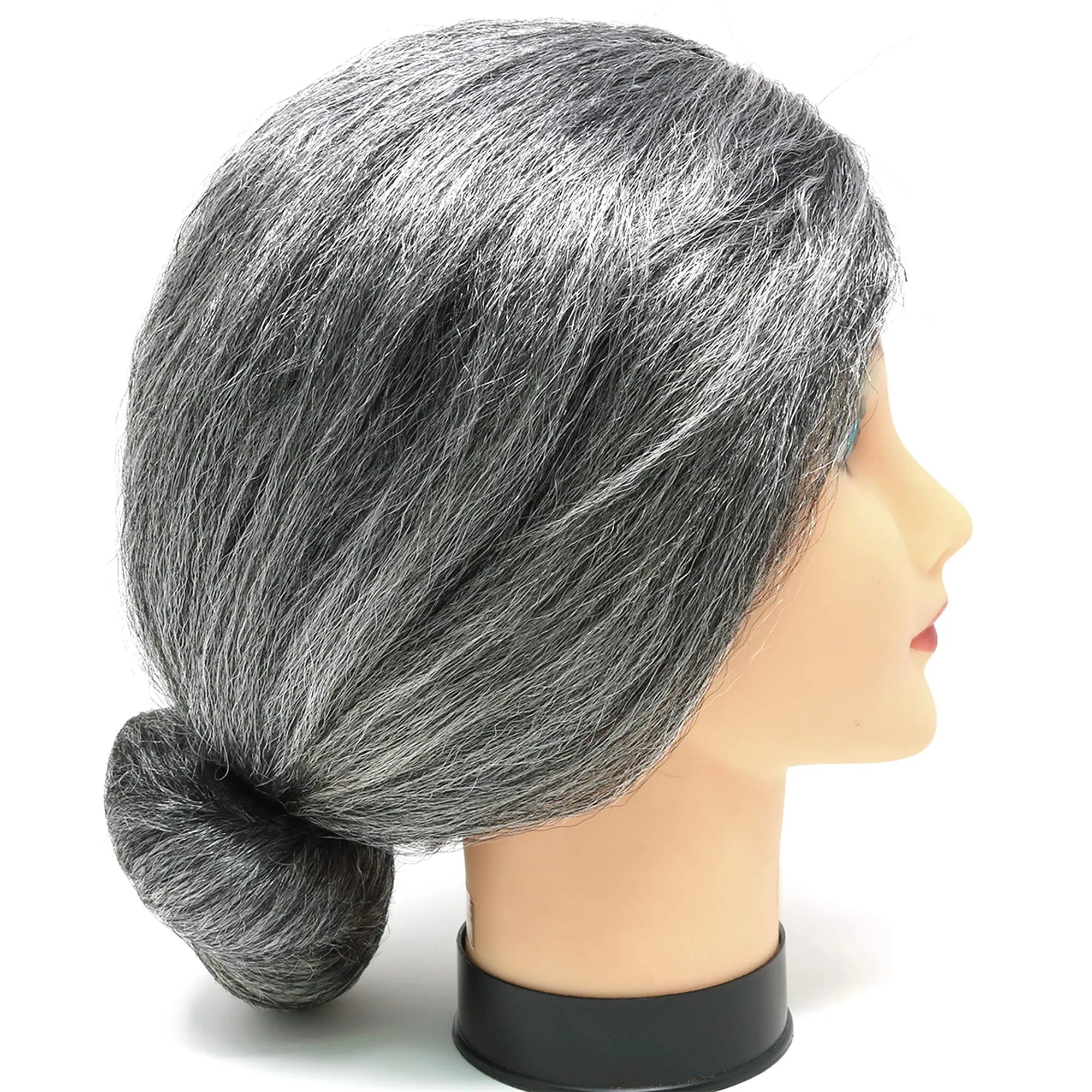 Old Lady Costume Wig - Silver Granny Bun Wig Costume Accessories - 1 Piece