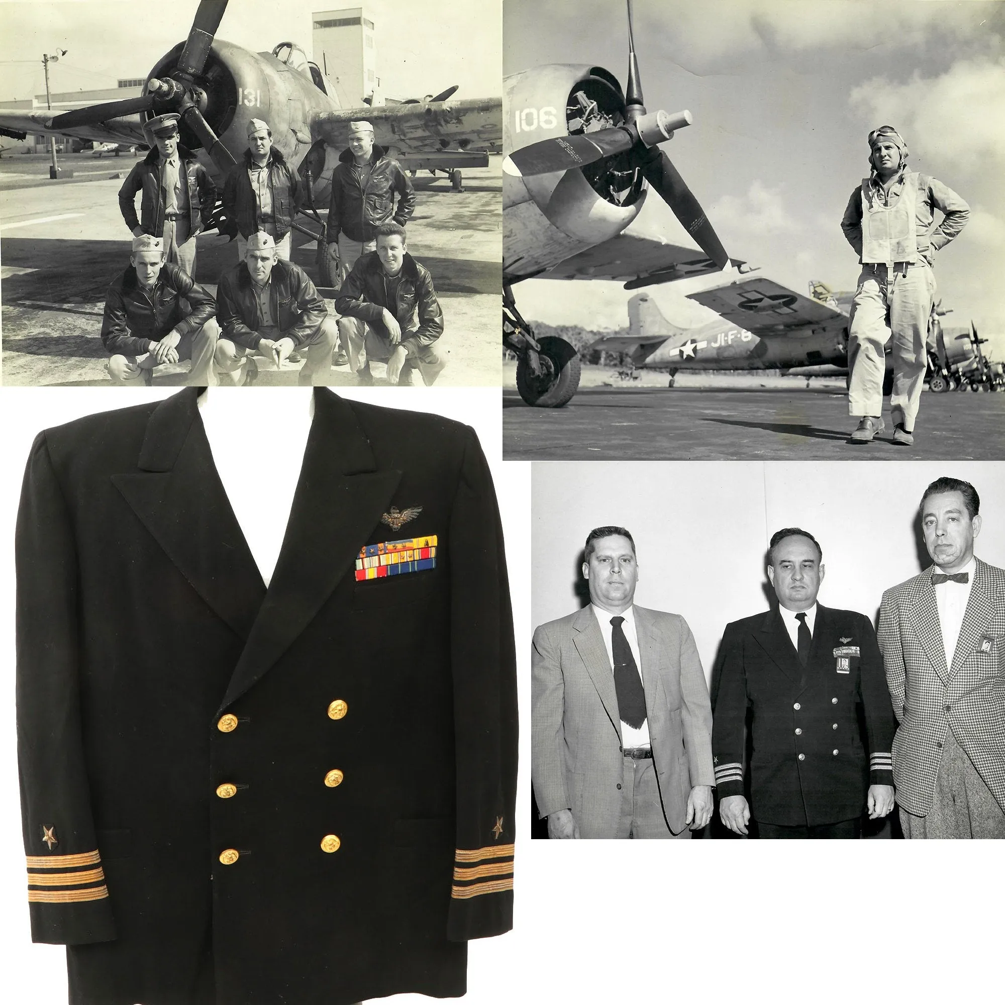 Original U.S. WWII Navy Fighter Squadron VF-72 Highly Decorated Named Service Coat with Original Documents