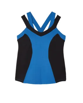 Palm Cross Strap Tank | Azure Blue / Black