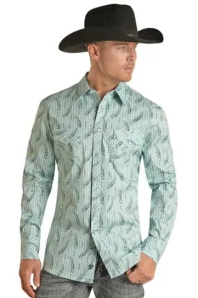 Panhandle Slim Men's Slim Fit Paisley Long Sleeve Snap Shirt