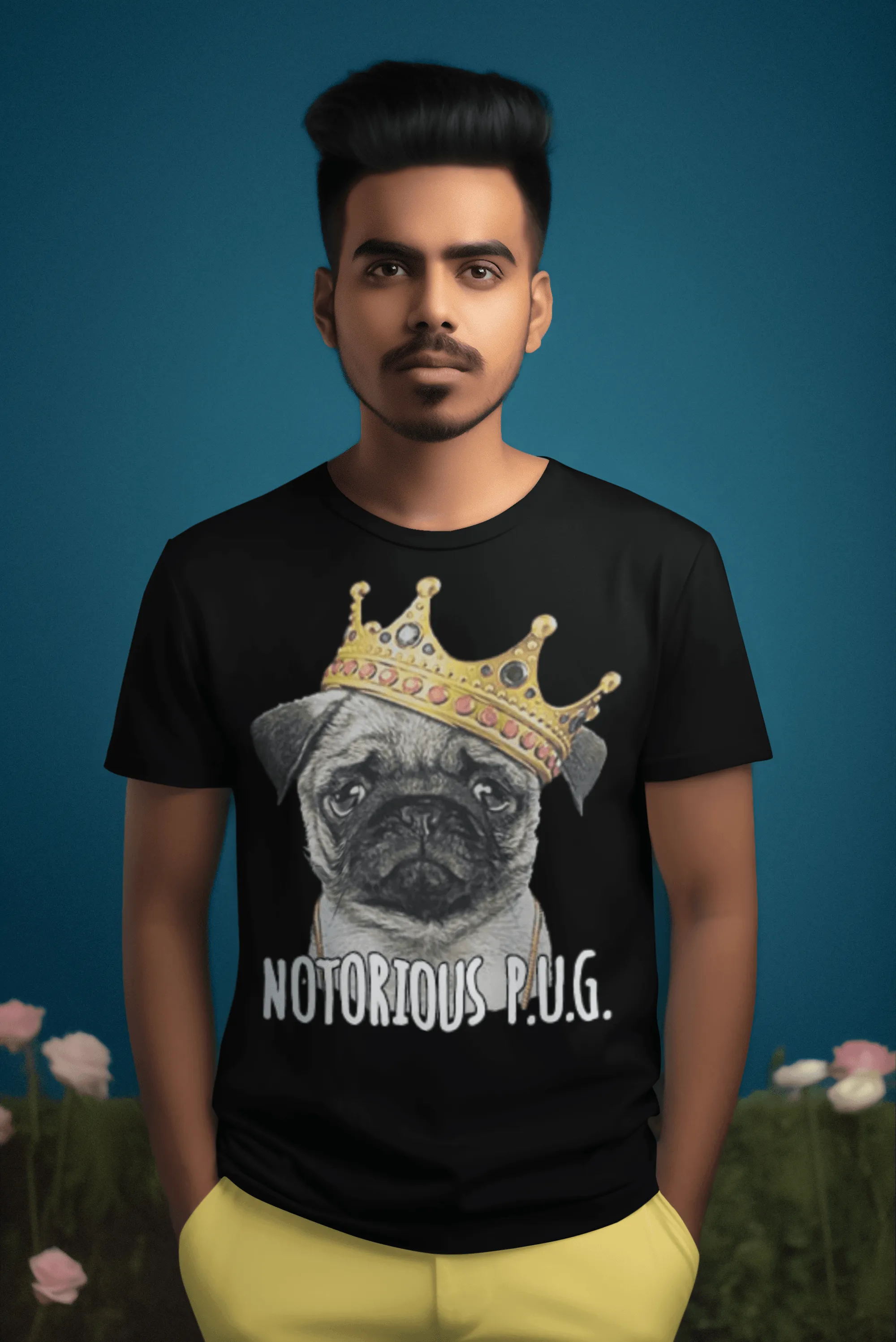 Pet Owner T-shirt The Notorious P.U.G Short Sleeve Soft Style Cotton Top