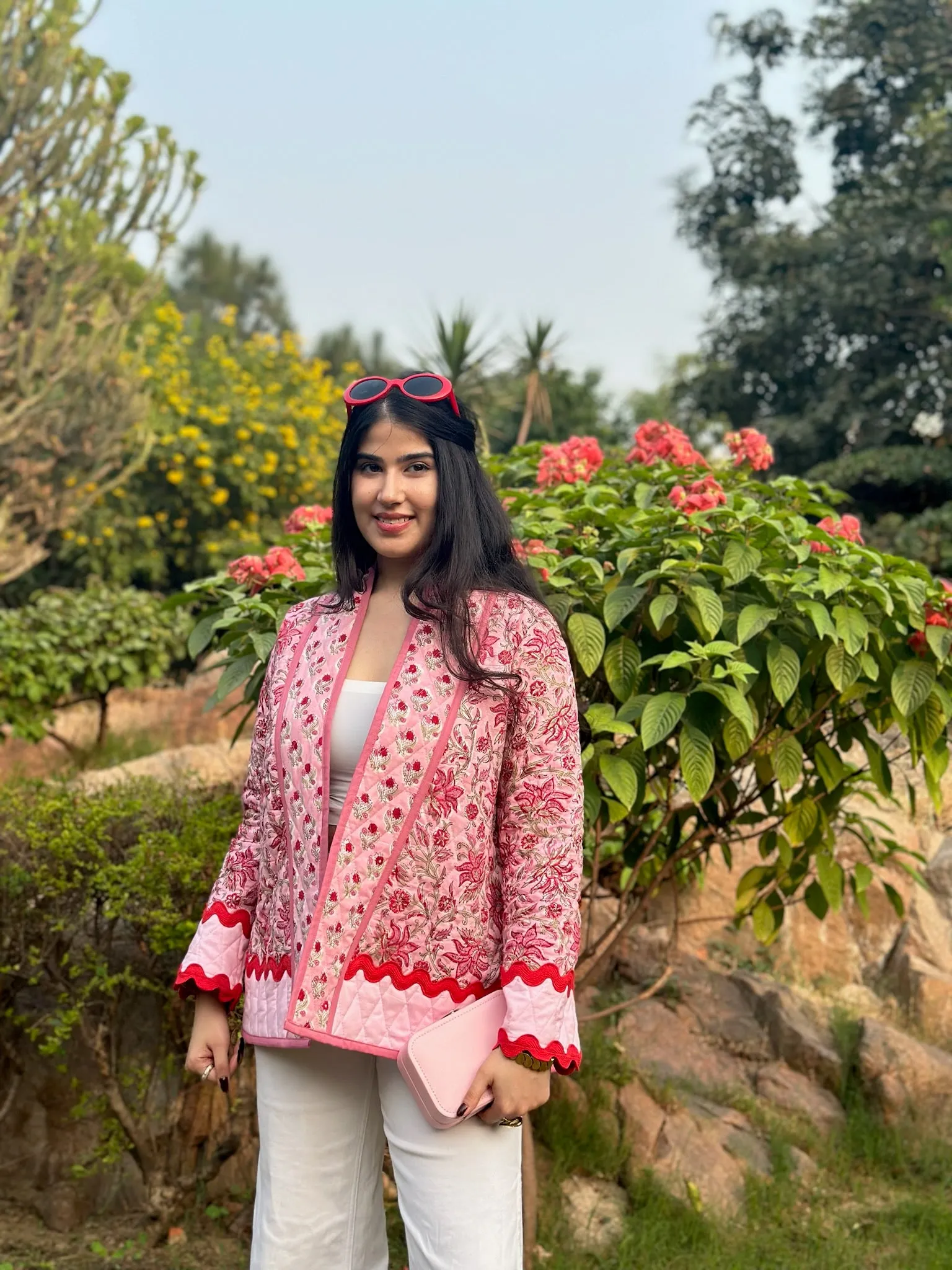 Pink Lace Quilted Shrug Jacket