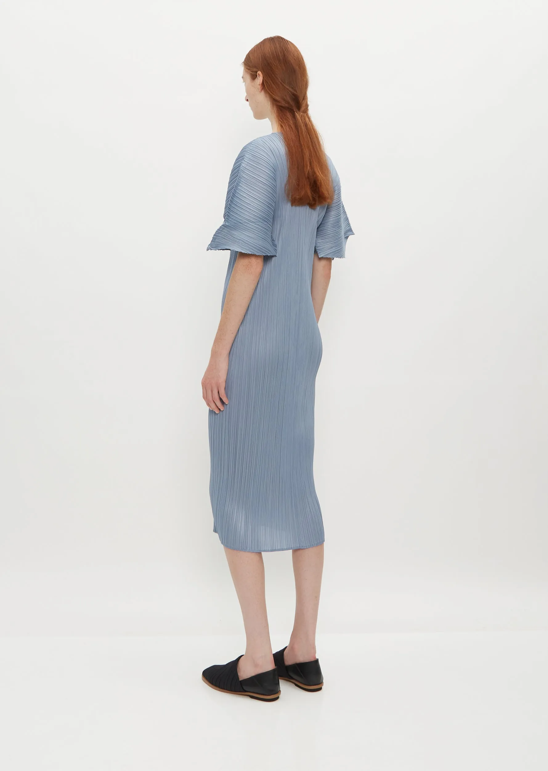 Pleated Wide Sleeve Dress