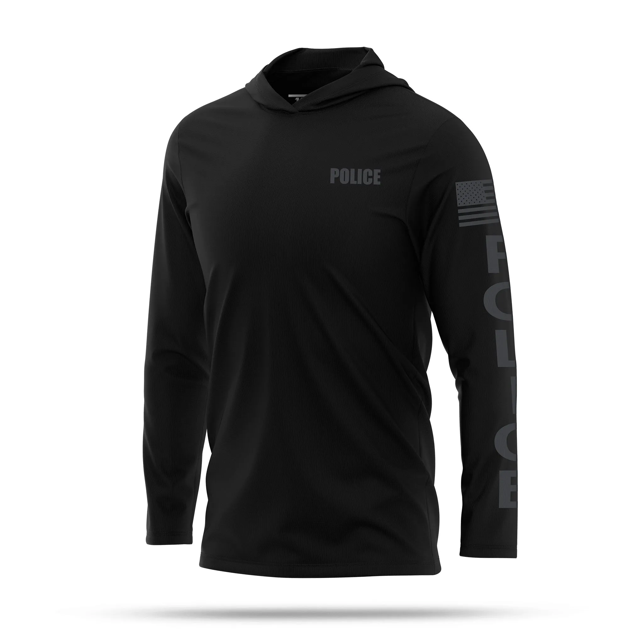 [POLICE] Men's Performance Hooded Long Sleeve [BLK/BLK]