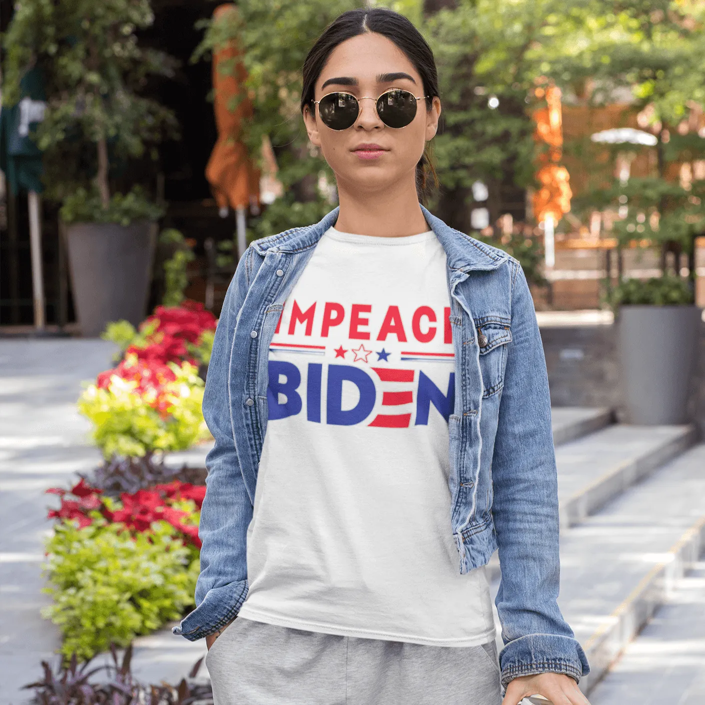 Political T-Shirt Impeach Biden Short Sleeve Ultra Soft Cotton Crew Neck Top