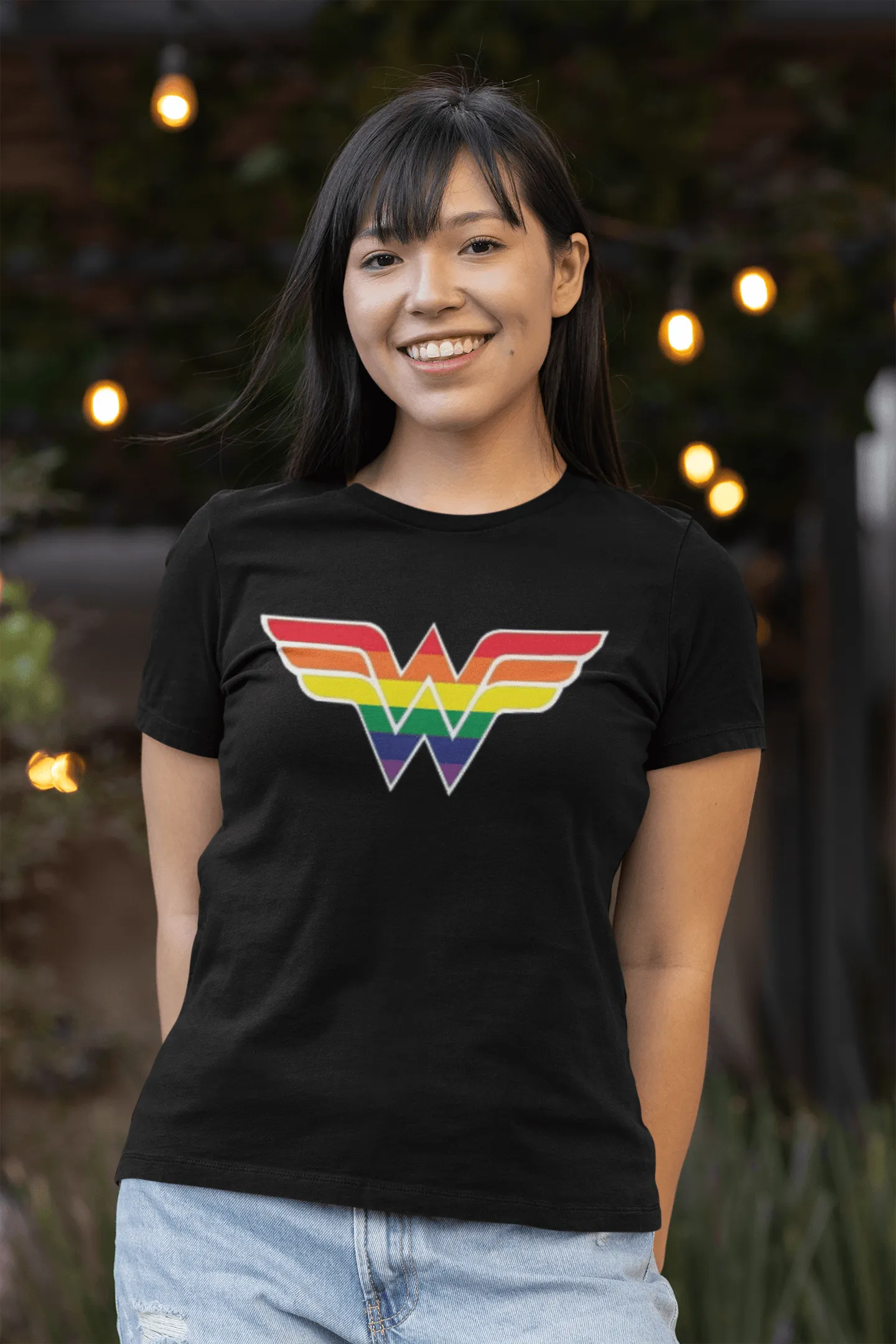 Pride T-shirt Super Hero Logo In Pride Colors 100% Cotton Short Sleeve Crew Neck Top