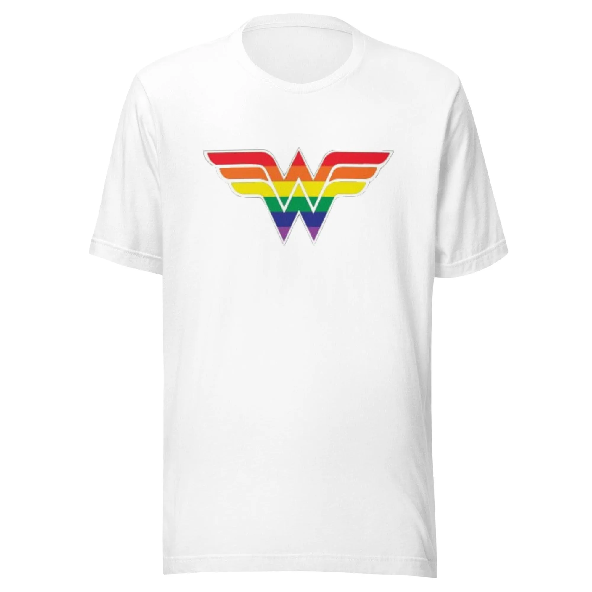 Pride T-shirt Super Hero Logo In Pride Colors 100% Cotton Short Sleeve Crew Neck Top