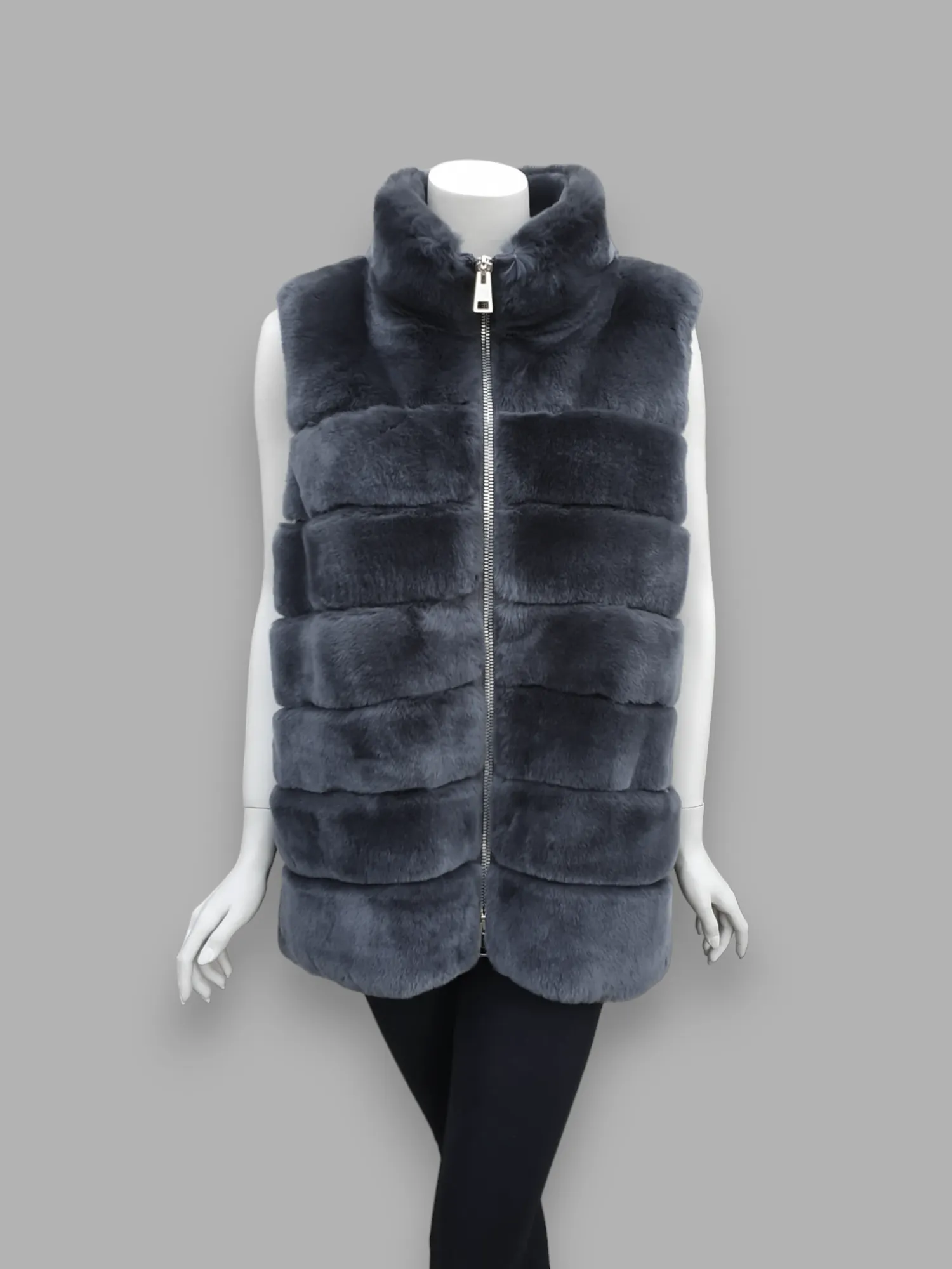 "Suprema" Gray Rex Rabbit Vest - Size 44