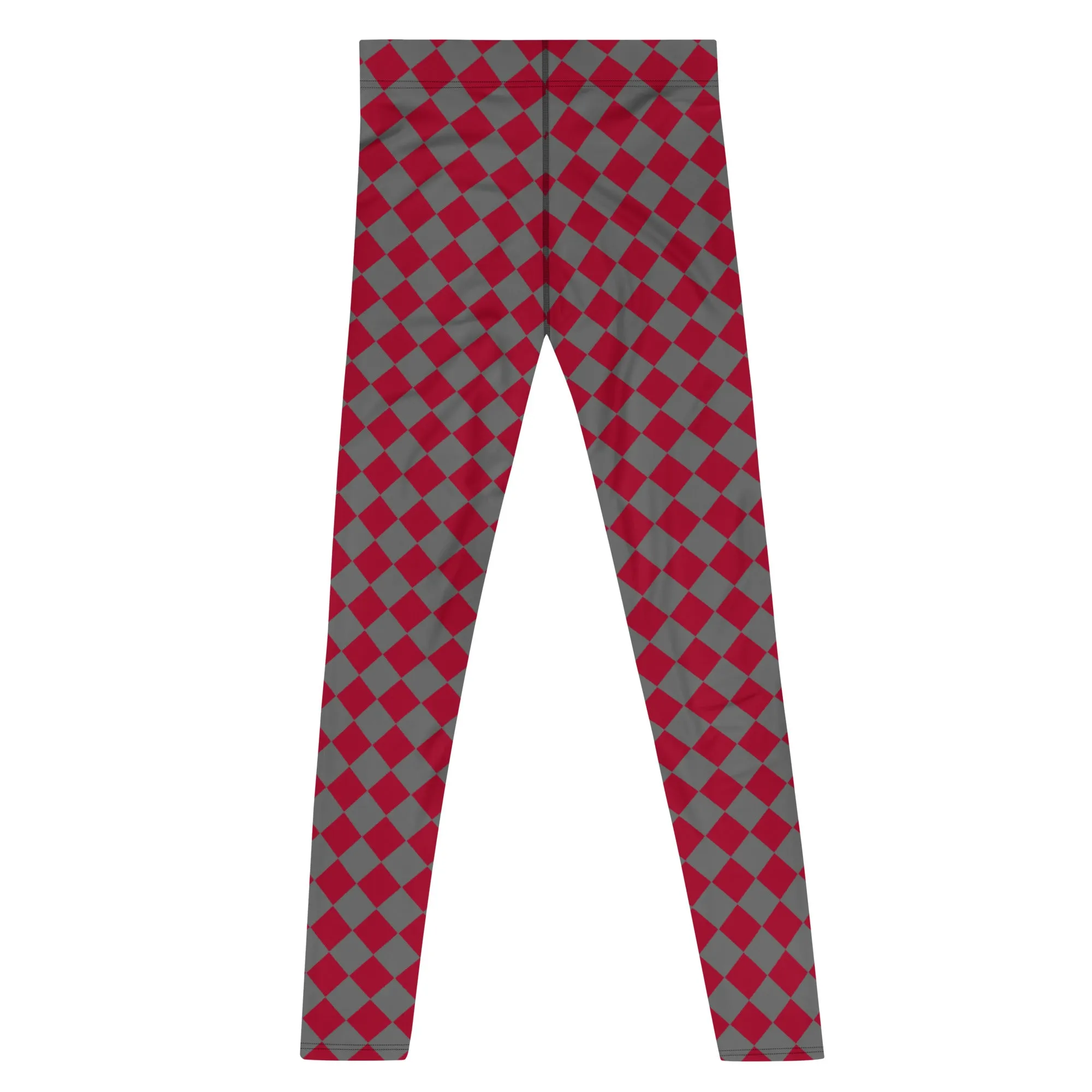 Red Checkered Red Men's Leggings, Check Pants Men, Men's Plaid Pants, Checkered Pants - Made in USA/EU/MX