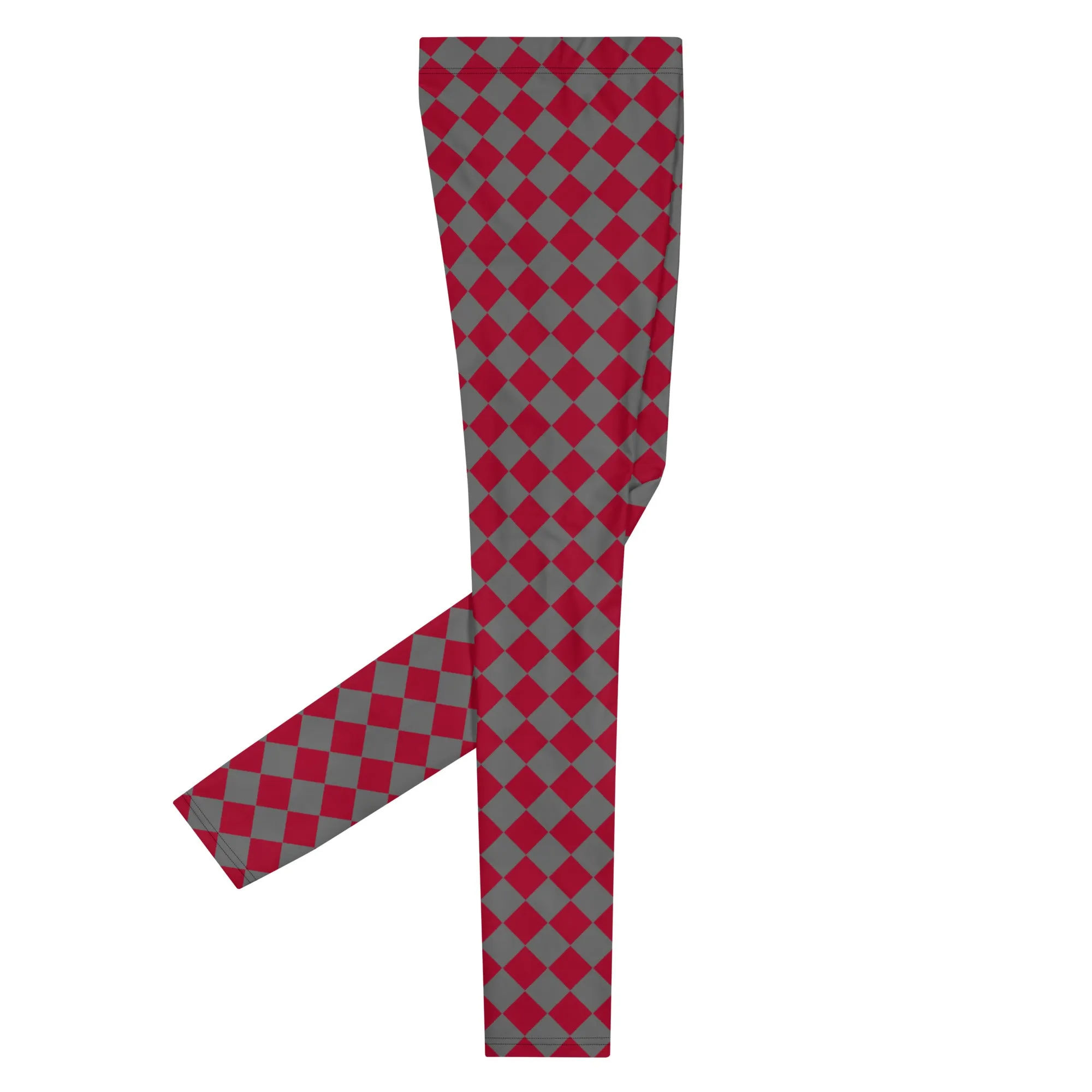 Red Checkered Red Men's Leggings, Check Pants Men, Men's Plaid Pants, Checkered Pants - Made in USA/EU/MX