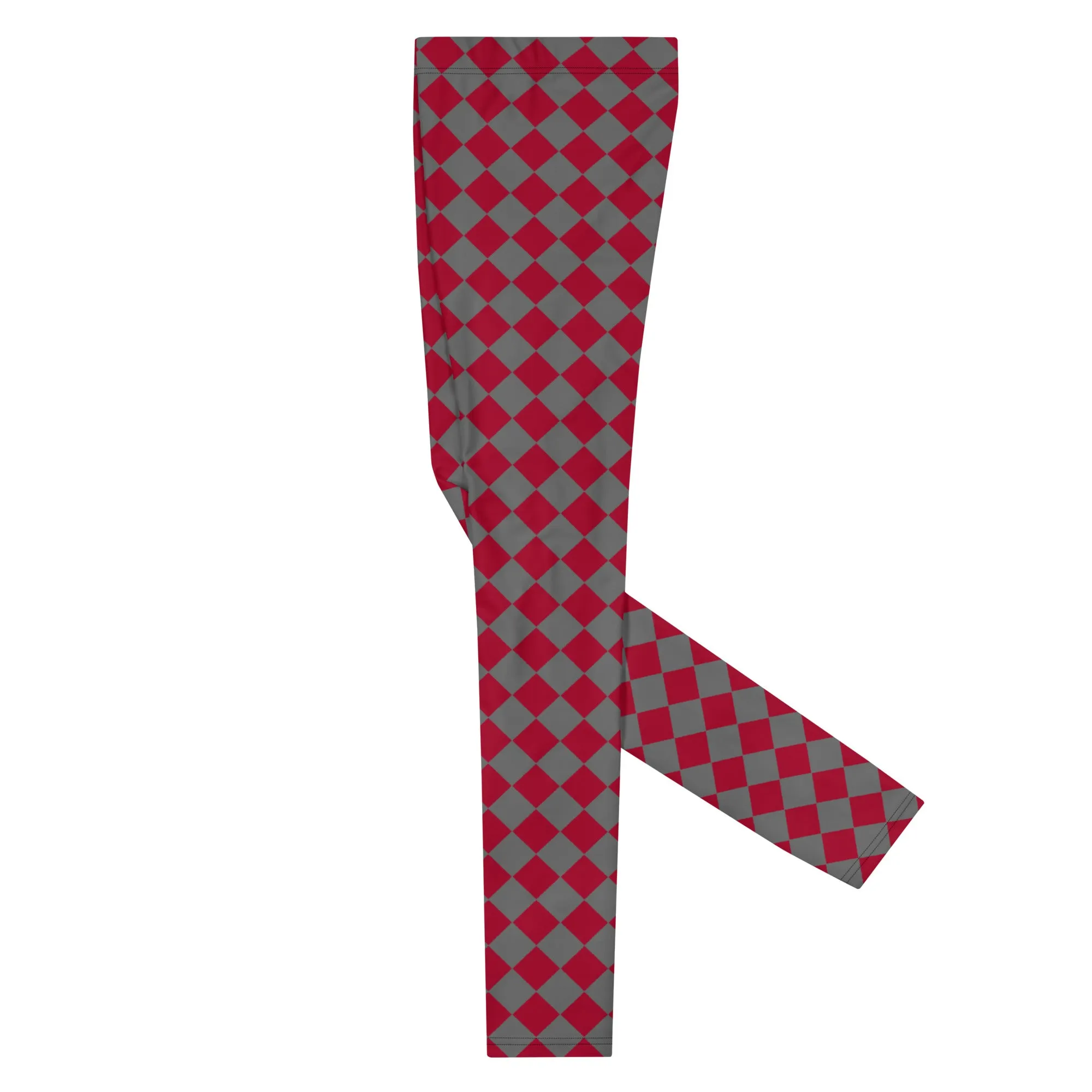 Red Checkered Red Men's Leggings, Check Pants Men, Men's Plaid Pants, Checkered Pants - Made in USA/EU/MX