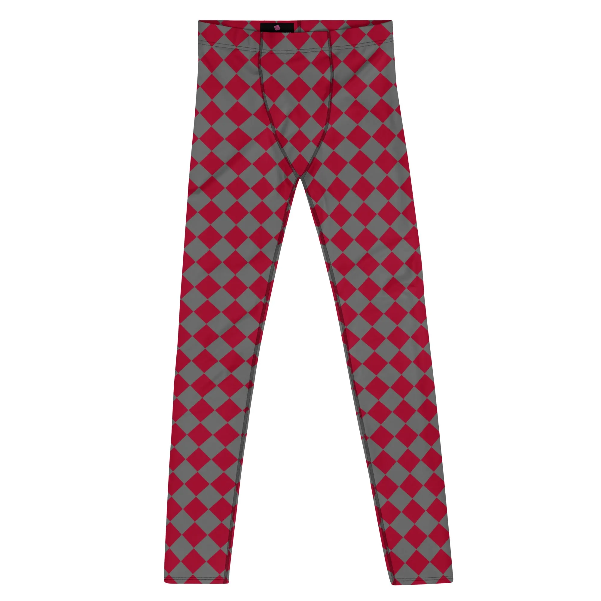 Red Checkered Red Men's Leggings, Check Pants Men, Men's Plaid Pants, Checkered Pants - Made in USA/EU/MX