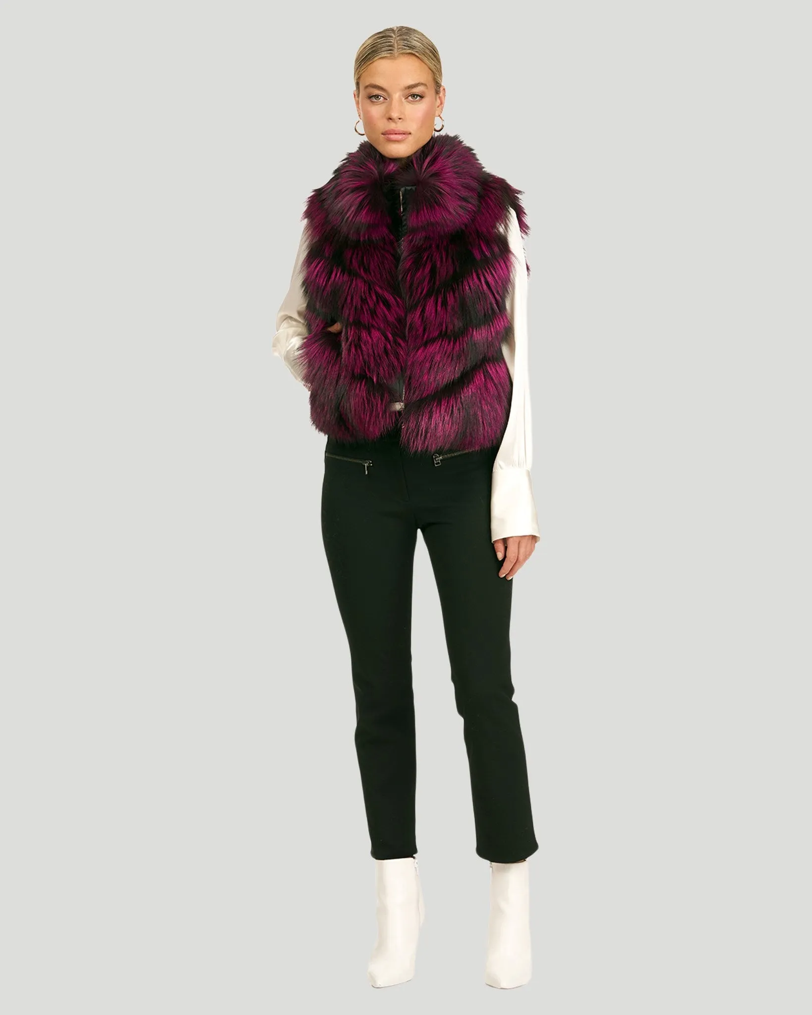 Reversible Silver Fox Fur and Down Vest