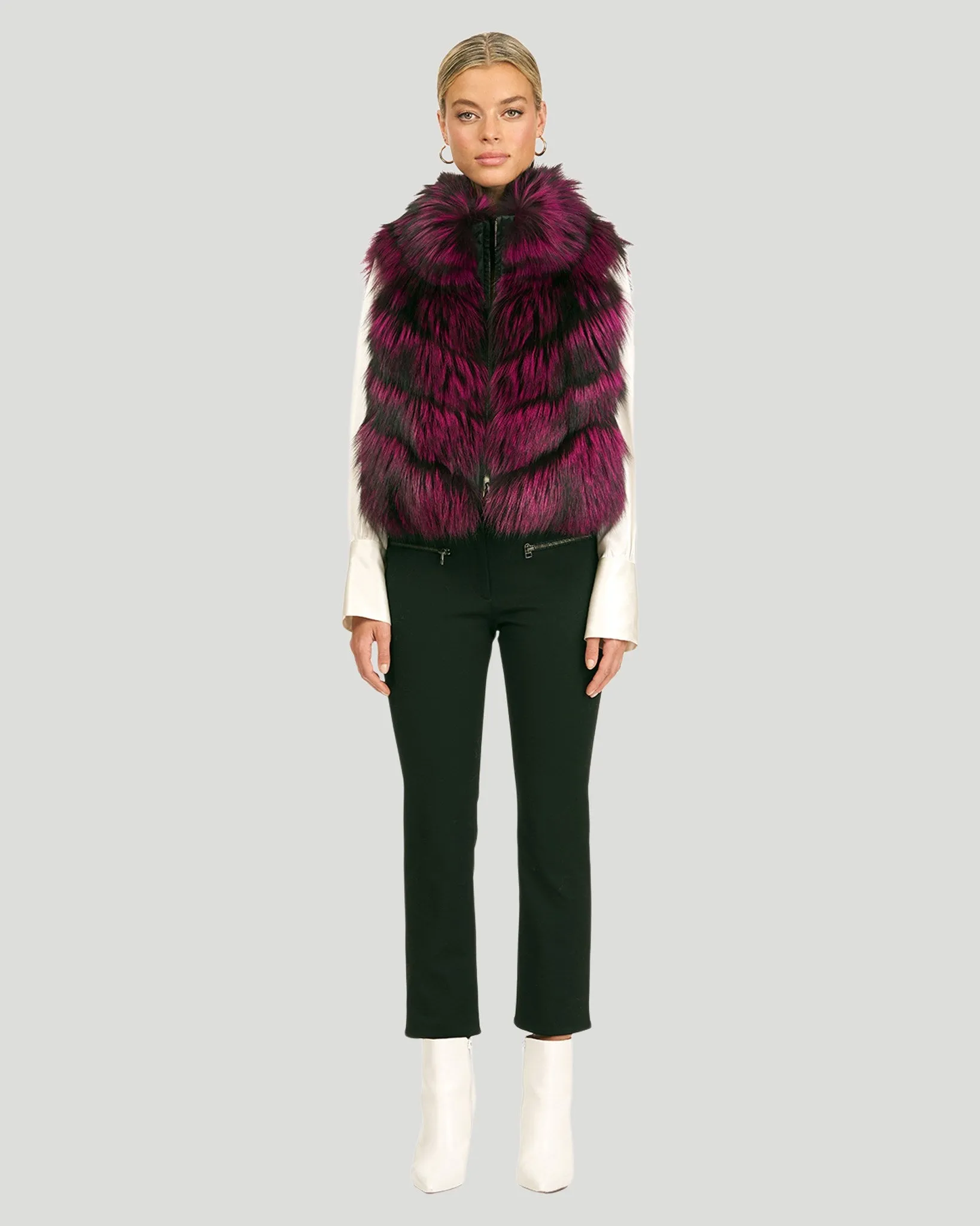 Reversible Silver Fox Fur and Down Vest