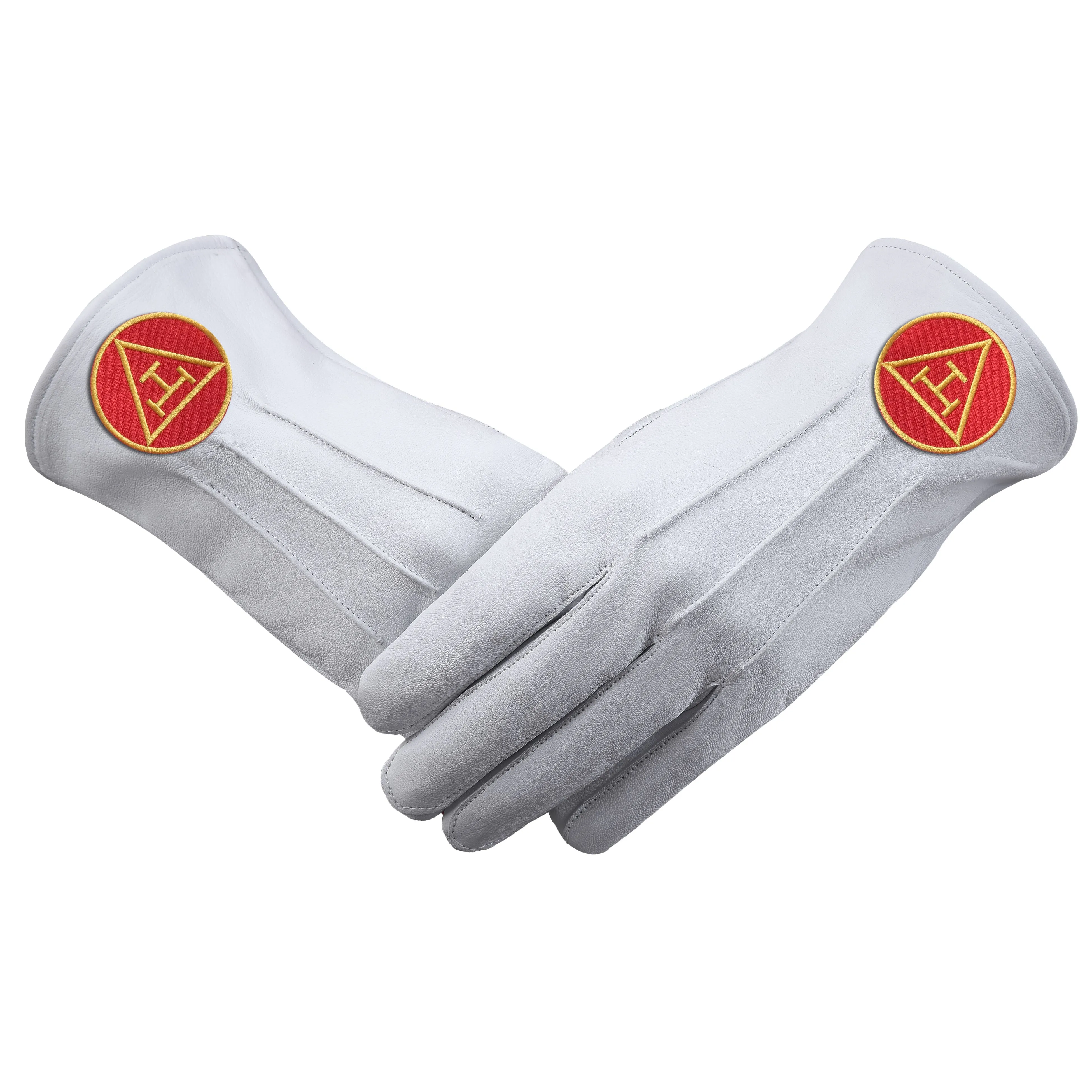 Royal Arch Chapter Gloves - Leather With Gold & Red Patch