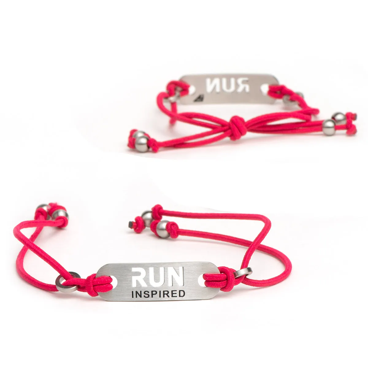 RUN INSPIRED Running Bracelet - Adjustable Black or Pink Stretch