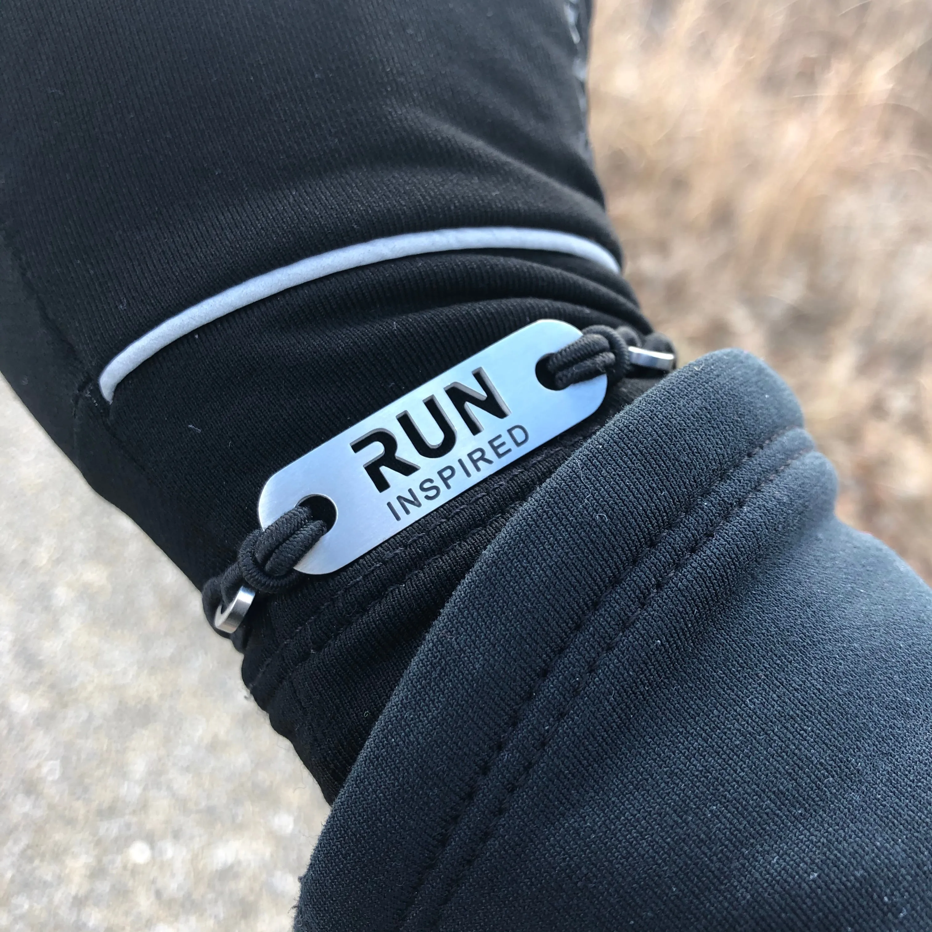 RUN INSPIRED Running Bracelet - Adjustable Black or Pink Stretch