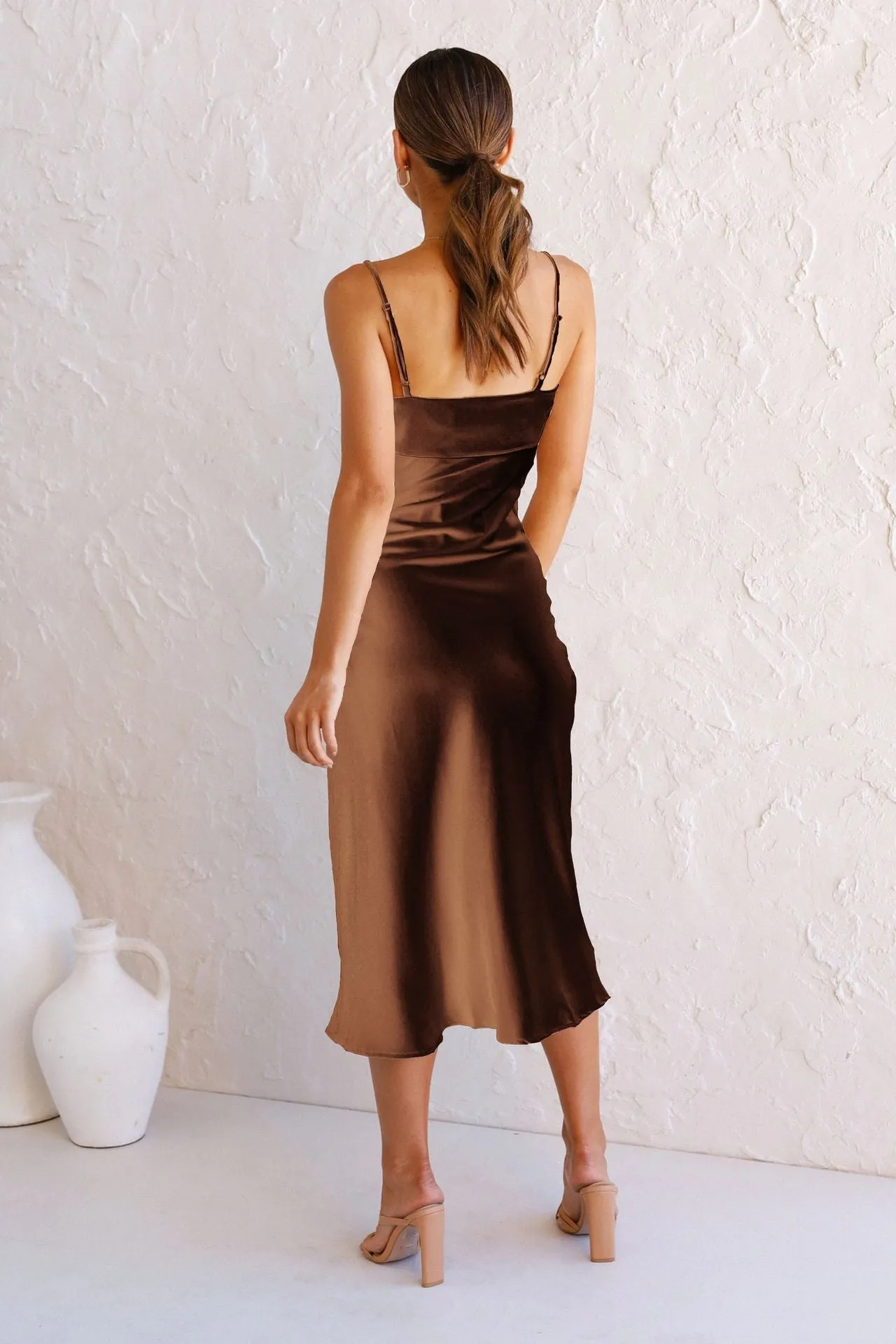 Runi Asymmetrical Leopard Midi Slip Dress - Brown