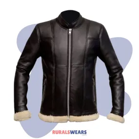 RW Authentic sheepskin B3 Slimfit with Genuine Shearling Black Biker Real Leather Jacket