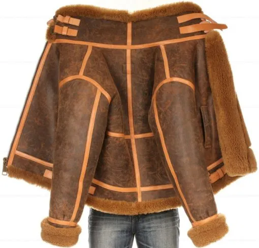 RW Authentic Sheepskin Distressed Faux Shearling Genuine Leather Jacket