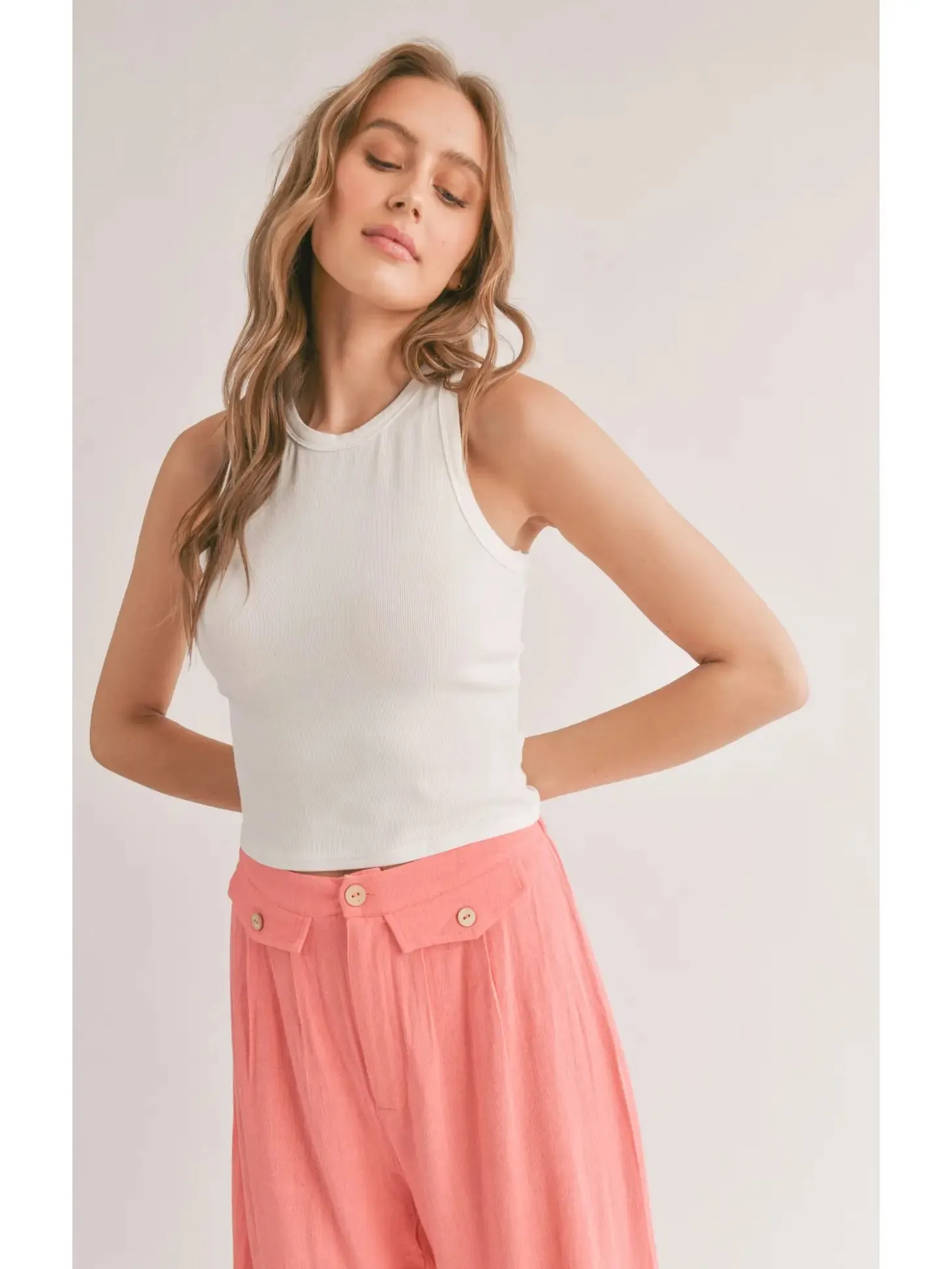 Sadie & Sage Marshmallow Racerback Crop Tank