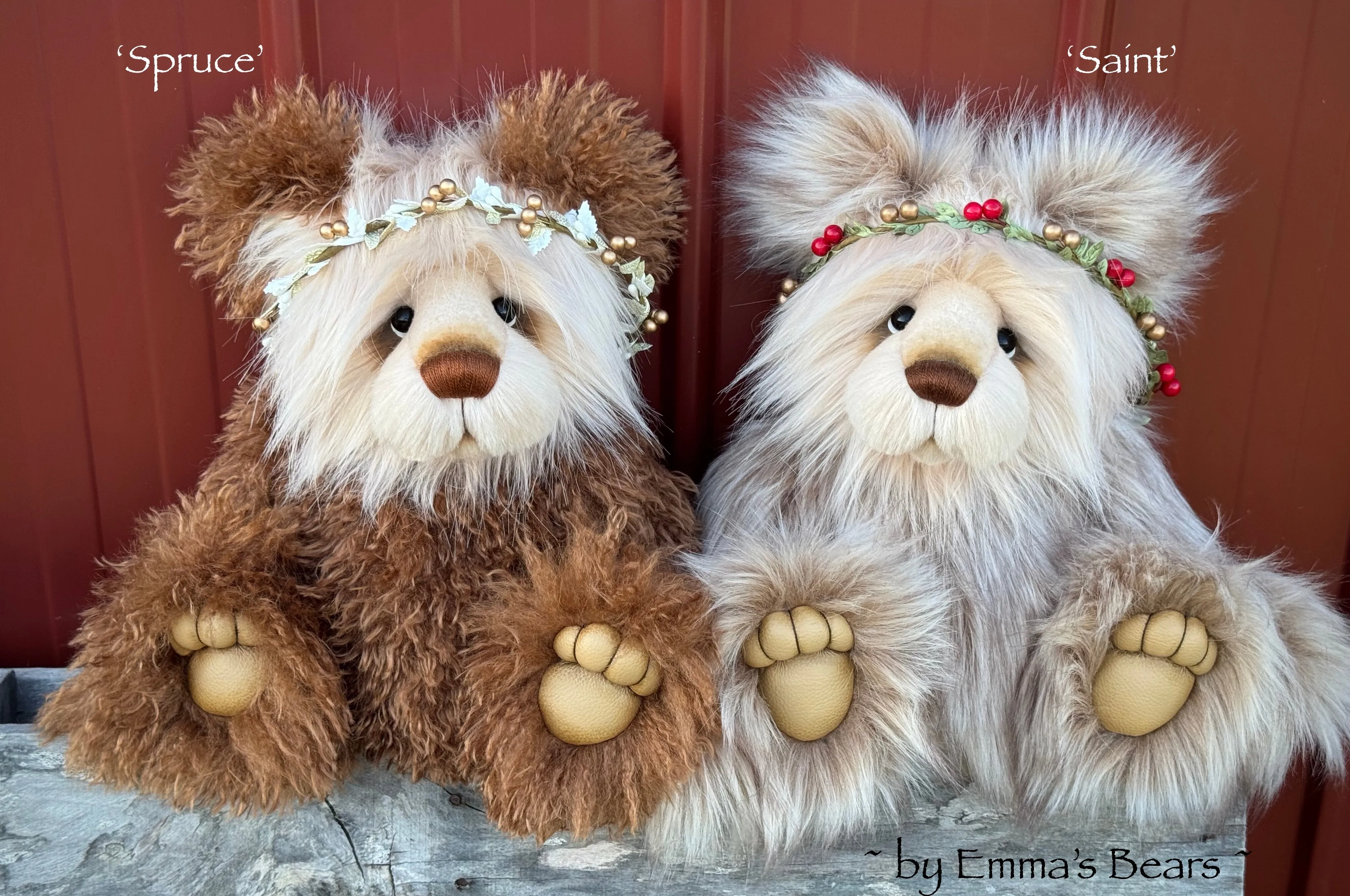 Saint - 16" Faux Fur Christmas Artist Bear by Emmas Bears - OOAK