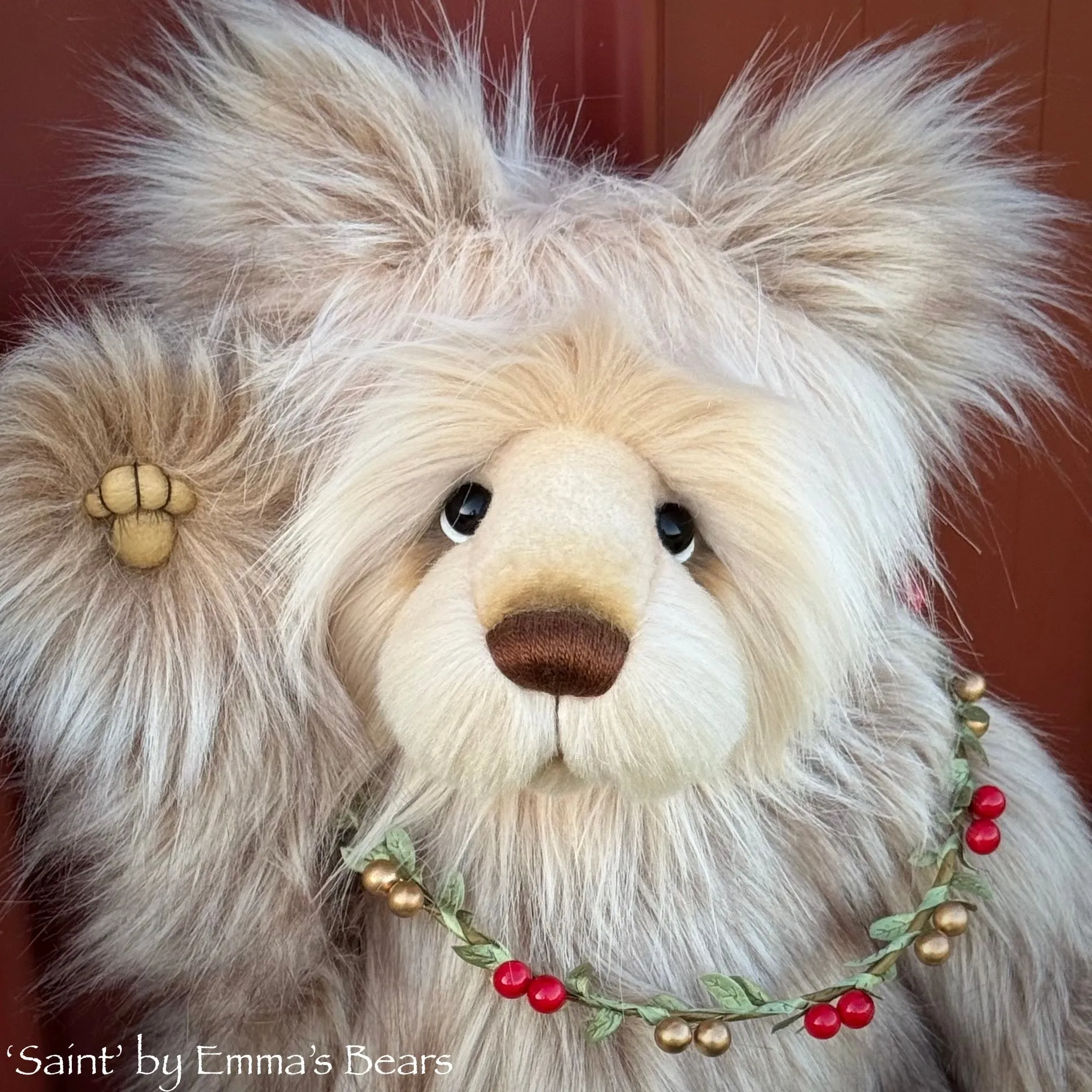 Saint - 16" Faux Fur Christmas Artist Bear by Emmas Bears - OOAK