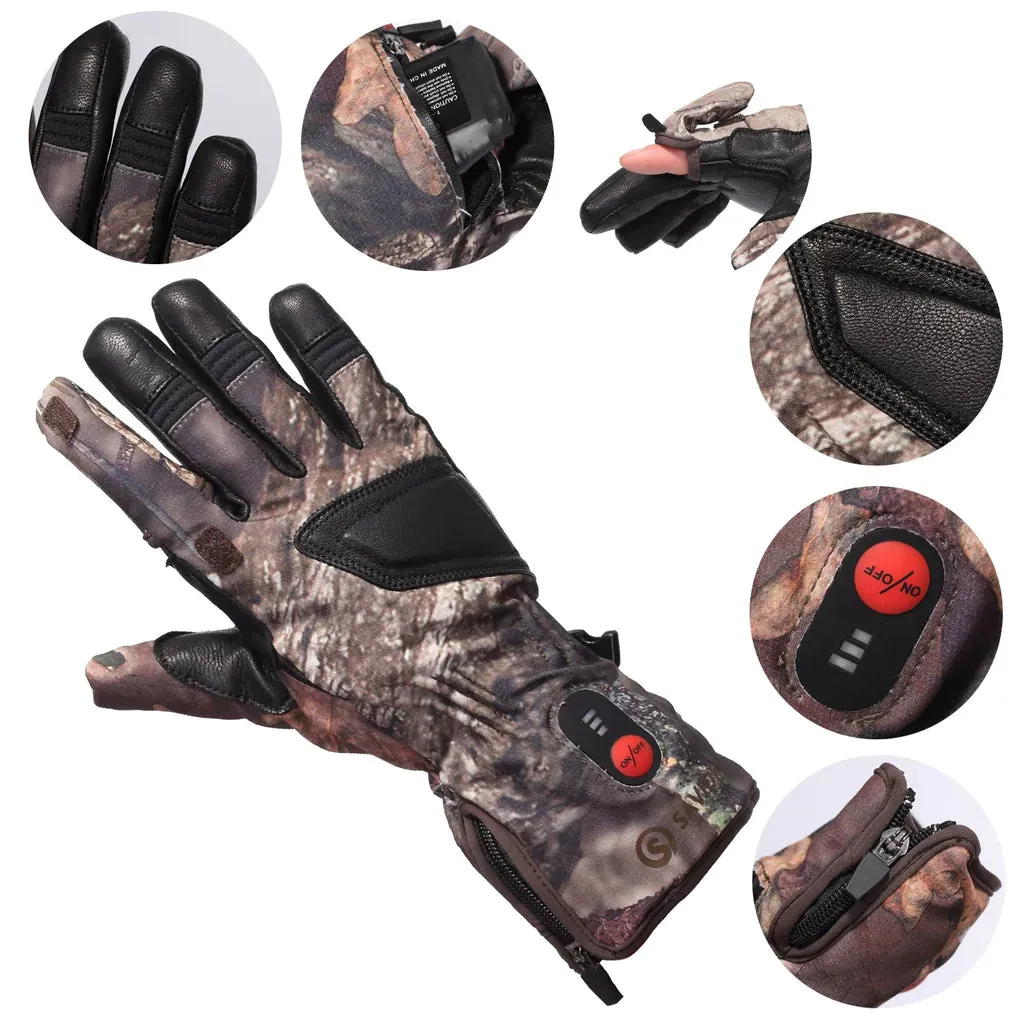 Savior Thick Camo Heated Gloves For Hunting ｜Water Resistant Rechargeable Battery Powered Gloves