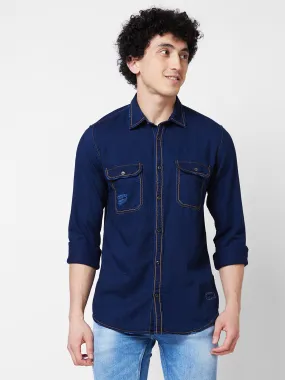 Spykar Blue INDIGO FULL SLEEVE Shirt For Men