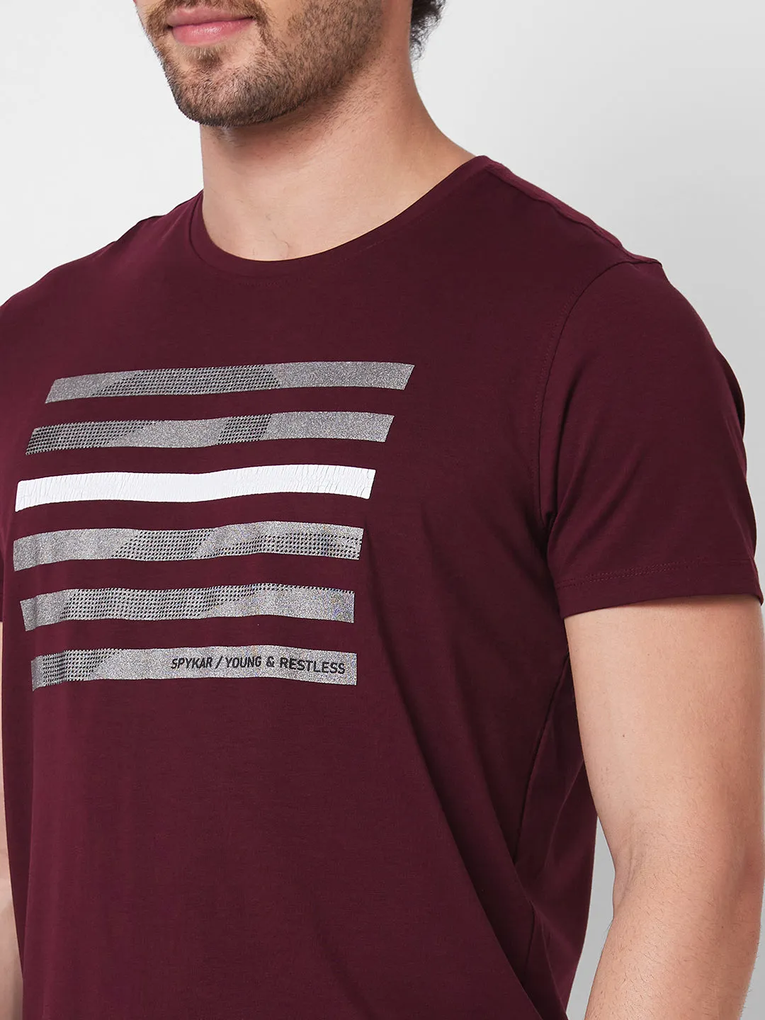 Spykar ROUND NECK HALF SLEEVES Red T-shirt  For Men