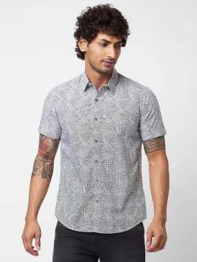 Spykar White PRINTED HALF SLEEVE Shirt For Men