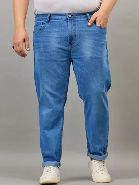 Style Quotient Men Plus Size Mid Blue Tapered Fit Mid Rise Stretchable Jeans