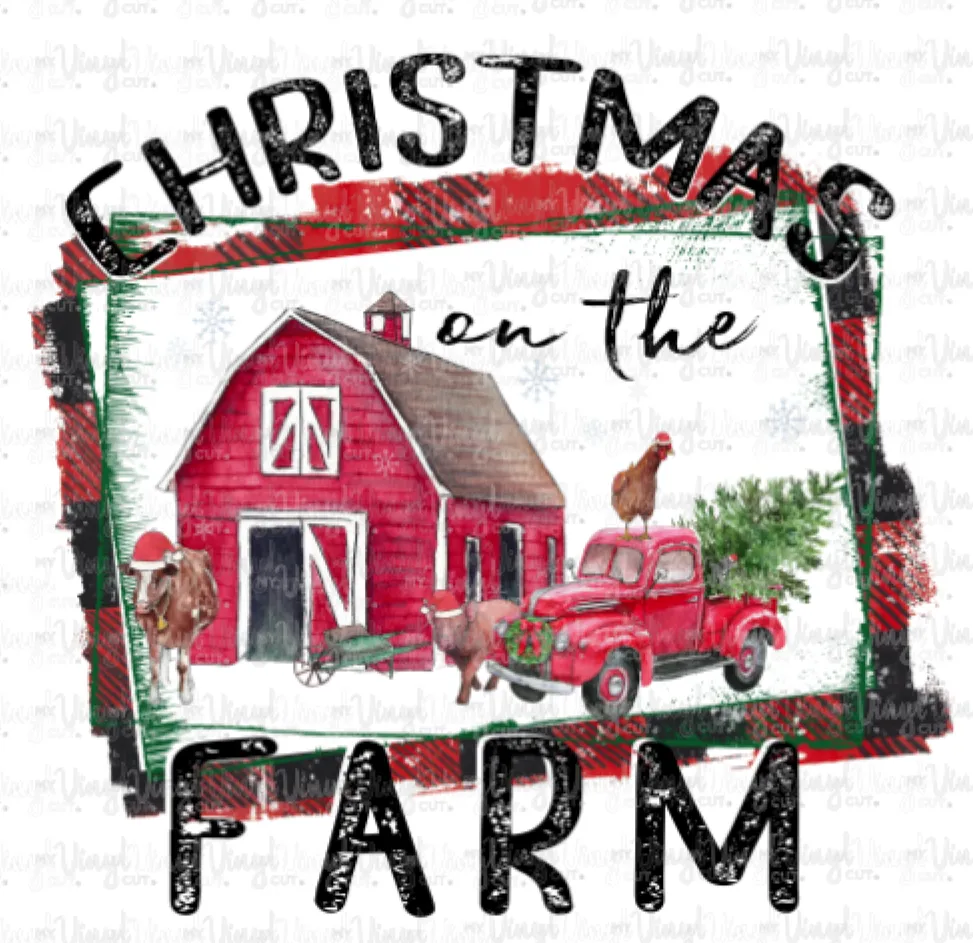 Sublimation Transfer Christmas on the Farm Buffalo Plaid