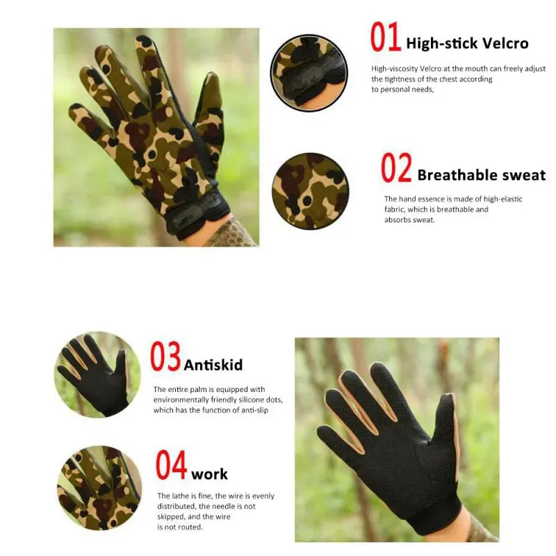 Summer Cycling Gloves Breathable Outdoor Riding Gloves Man Tactical Lady Light Bicycle Non-Slip Gloves Full Finger Fingerless