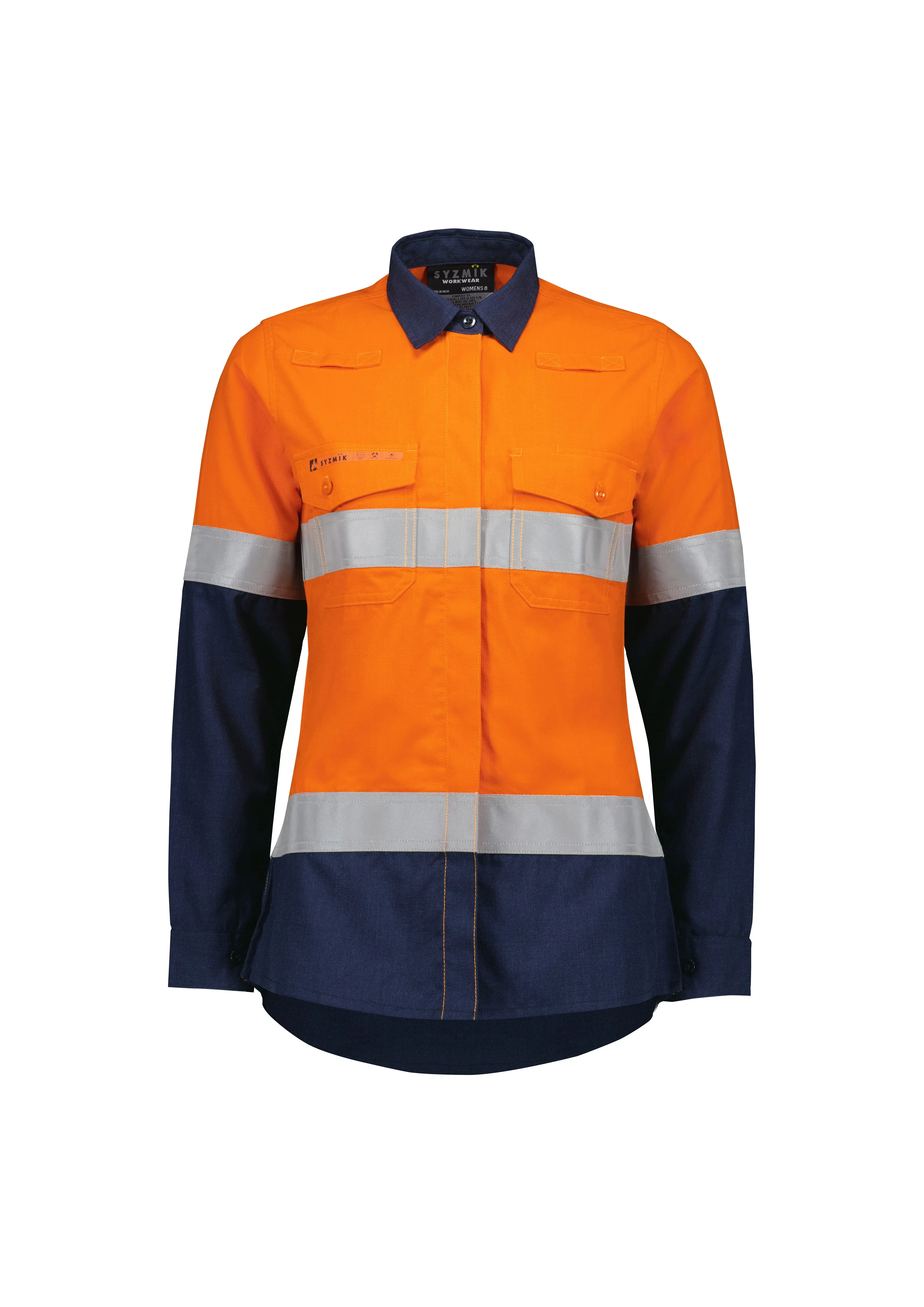 Syzmik | Womens Orange Flame Lightweight Ripstop Taped Shirt | ZW170