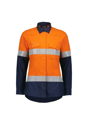 Syzmik | Womens Orange Flame Lightweight Ripstop Taped Shirt | ZW170