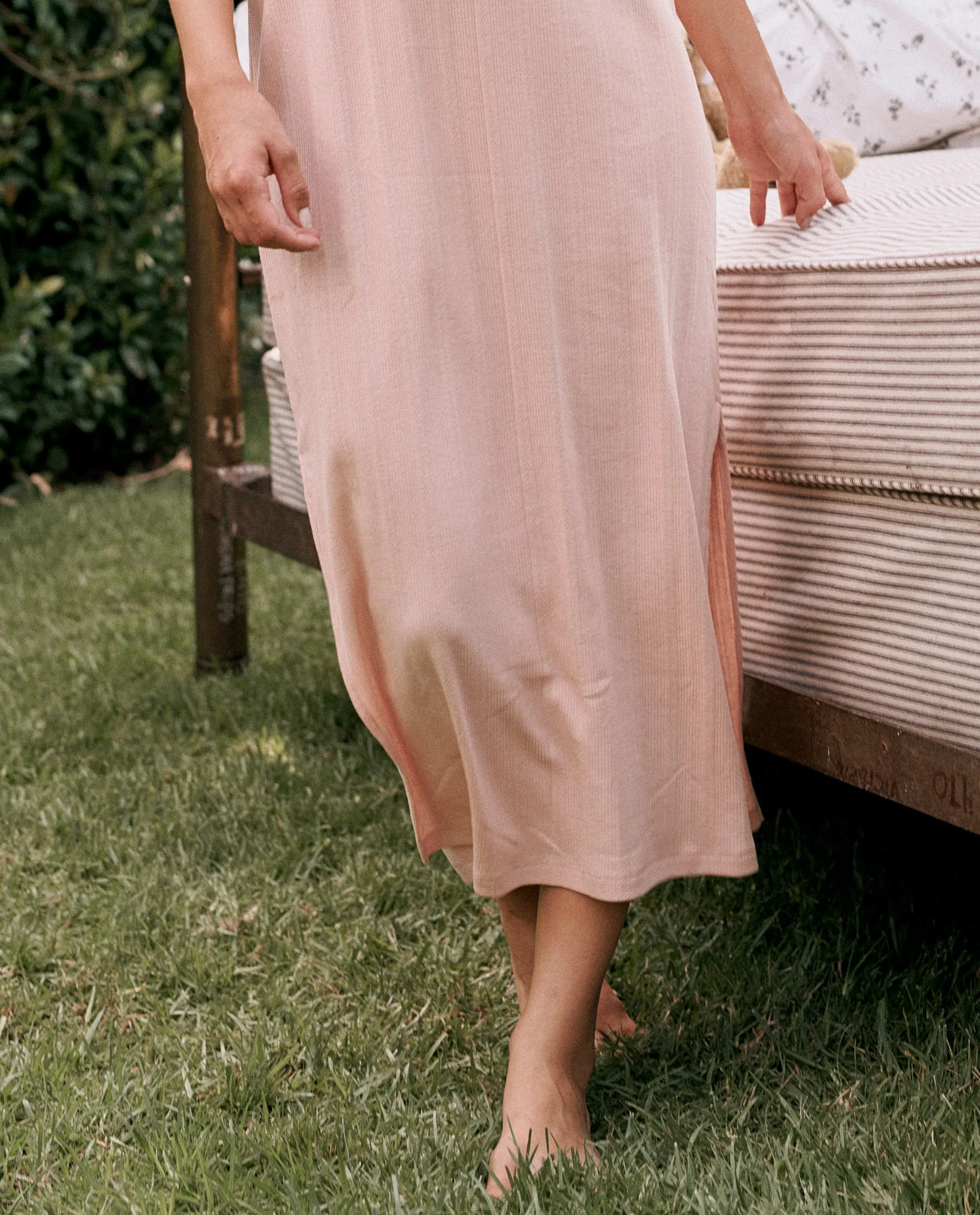 The Pointelle Slip Dress. -- Rose Dust