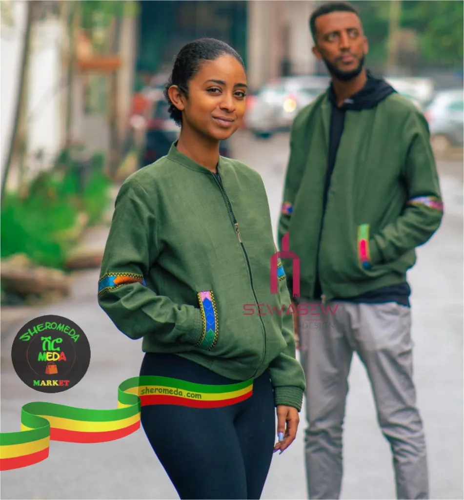 Traditional green gojam style jacket (unisex)