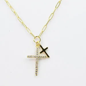 Treasure Jewels Double Cross Necklace