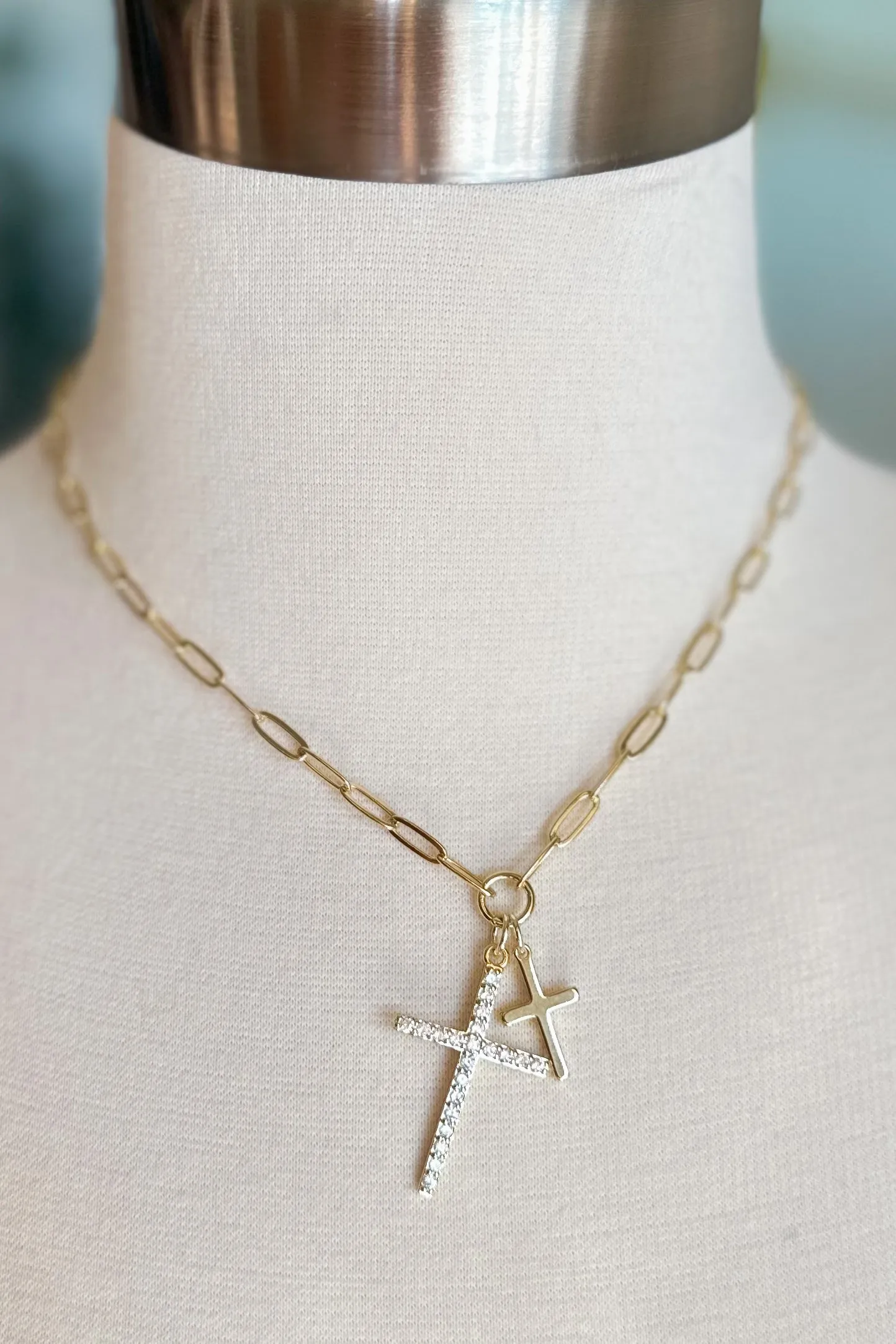 Treasure Jewels Double Cross Necklace