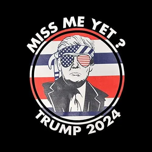 Trump T-Shirt 2024 Patriotic Glasses Miss Me Yet? Short Sleeve Unisex Crewneck Top