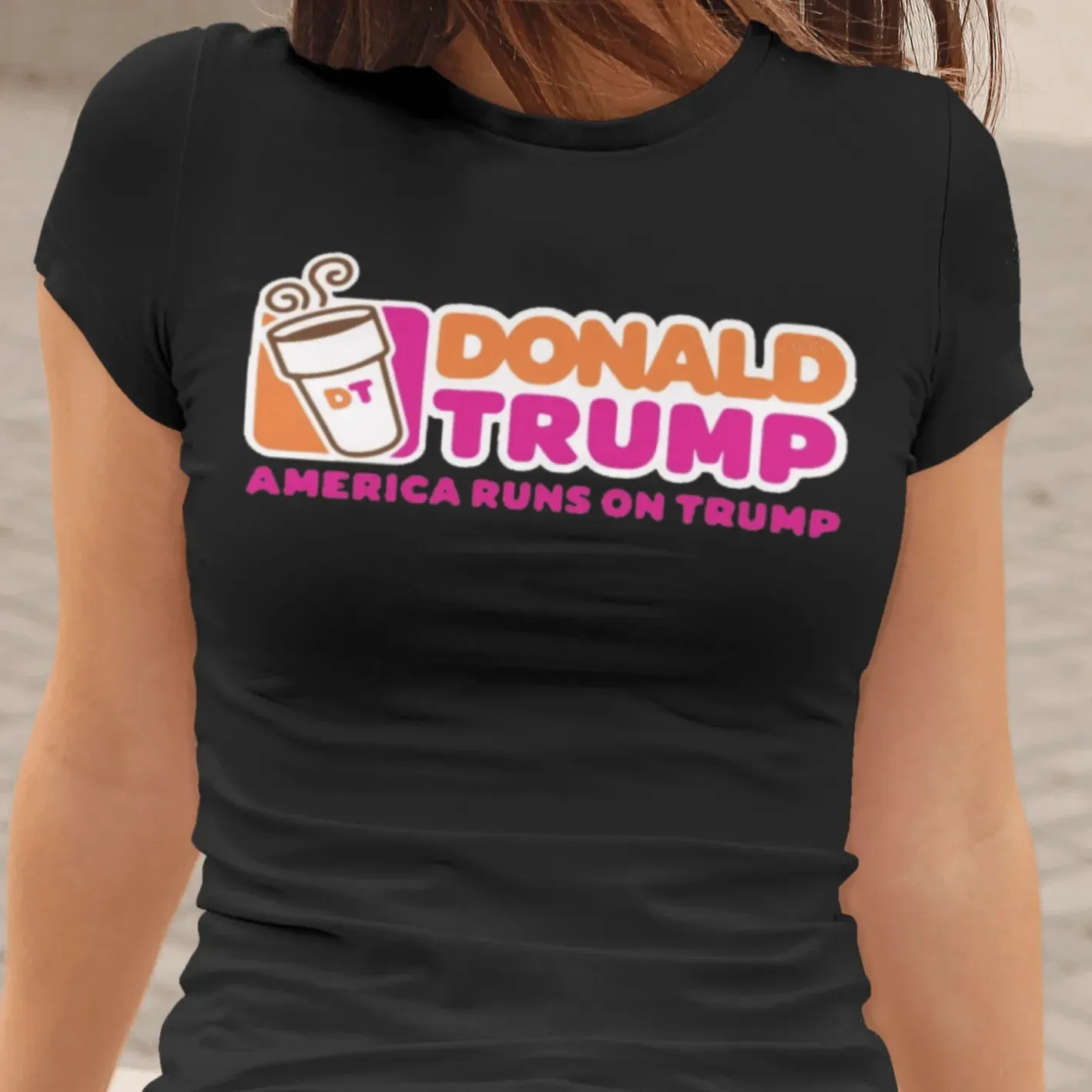 Trump Tshirt America Runs On Trump Short Sleeve 100% Cotton Crew Neck Top