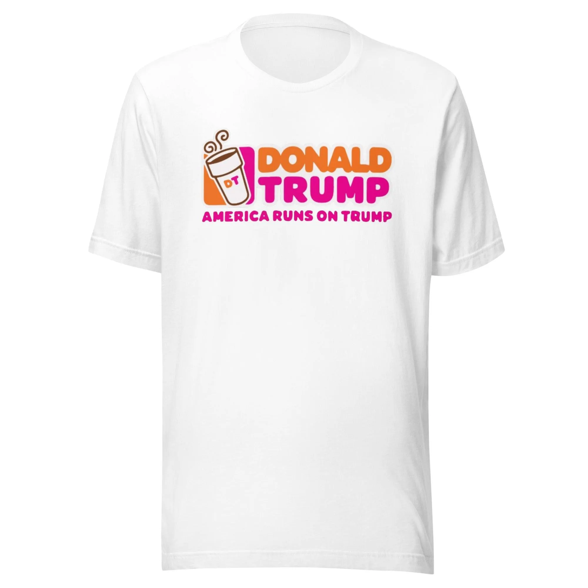 Trump Tshirt America Runs On Trump Short Sleeve 100% Cotton Crew Neck Top