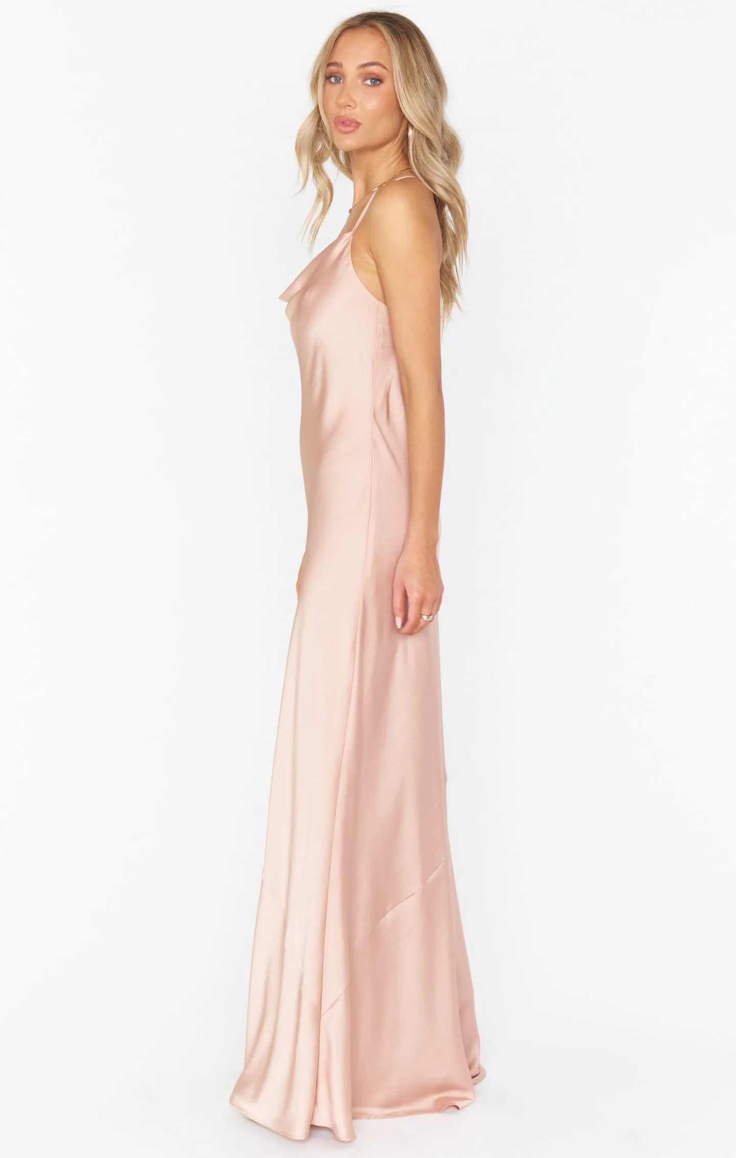 Tuscany Maxi Slip Dress ~ Rose Gold Luxe Satin