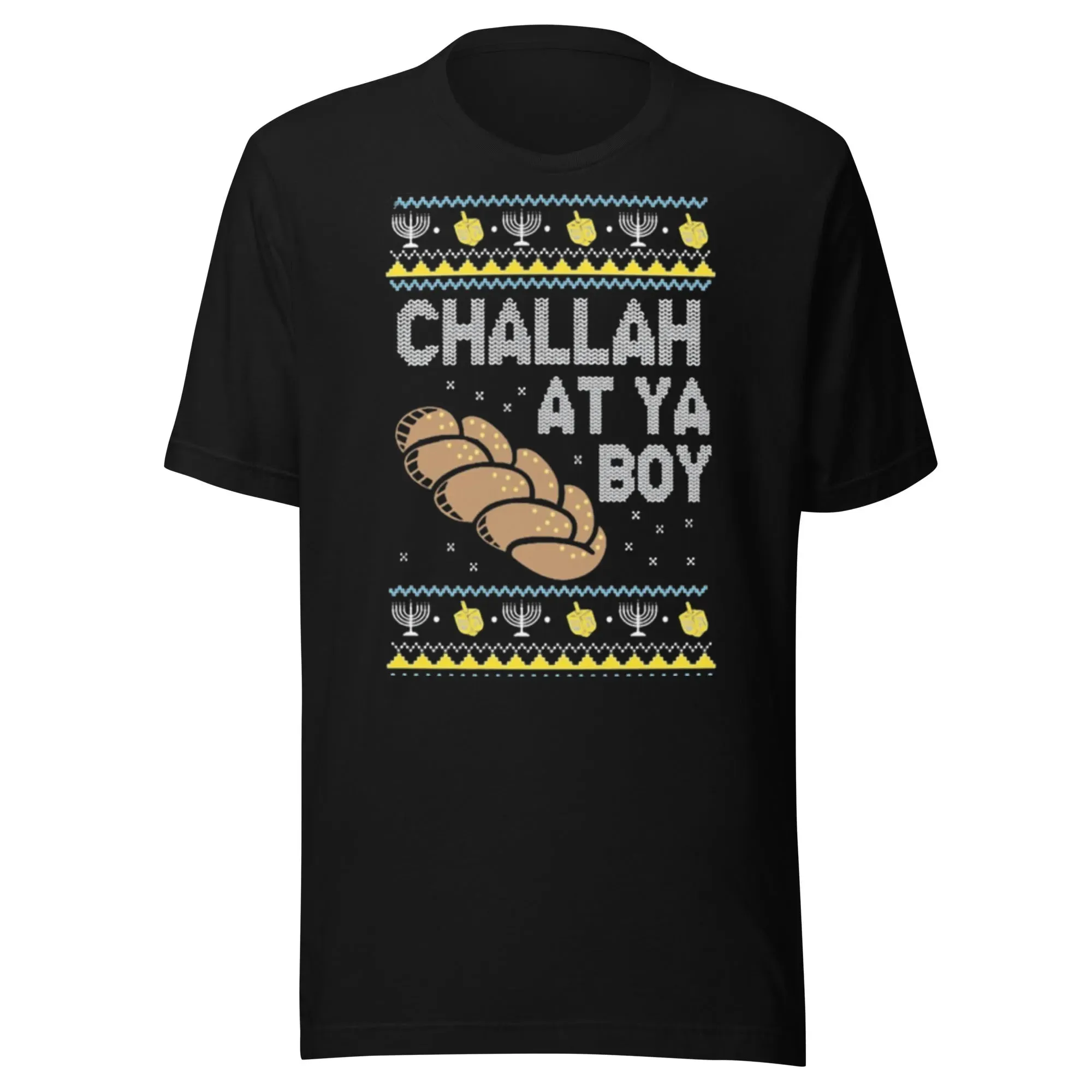 Ugly Chanukah Graphic Crewneck Tshirt Challa At Ya Boy