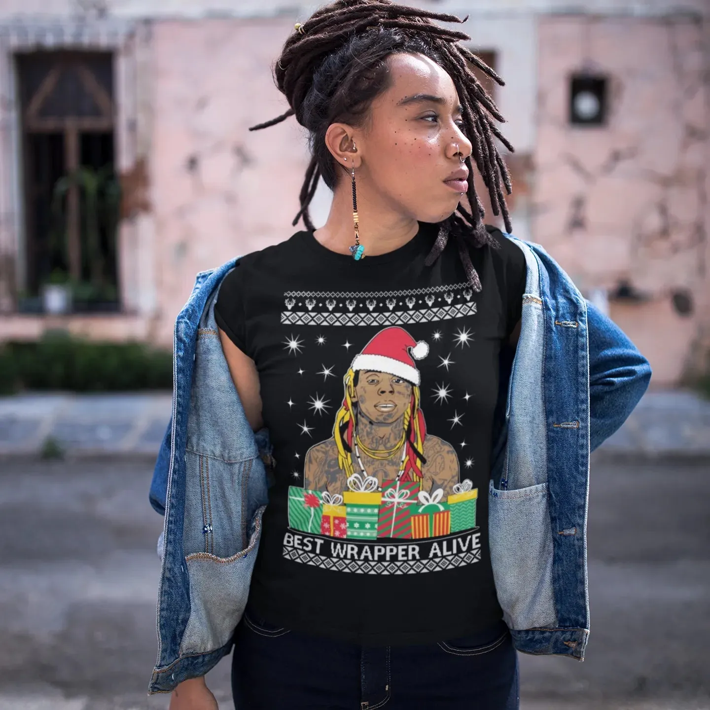 Ugly Christmas Graphic Crewneck Tshirt Best Wrapper Alive