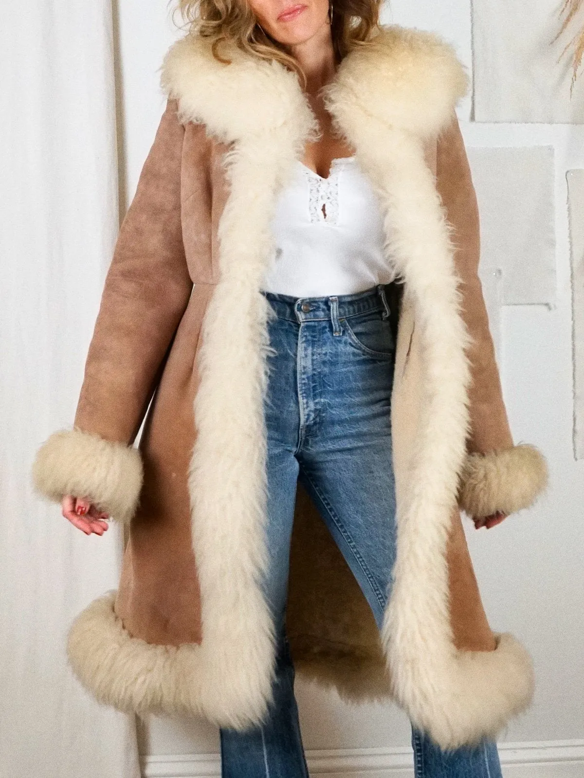 Vintage 70's Fluffy Sheepskin Fur Coat