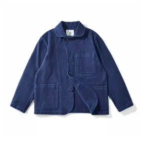 Vintage Indigo Plant Dyed Worker Kendo Sashiko Jacket